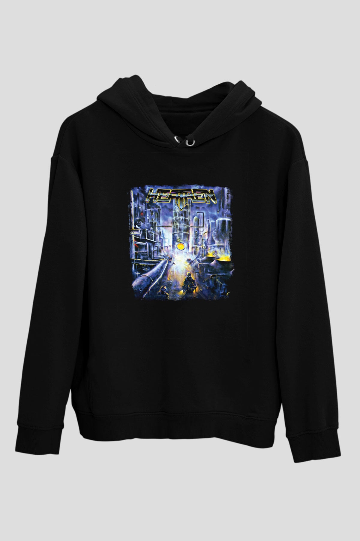 Heathen Baskılı Unisex Siyah Hoodie
