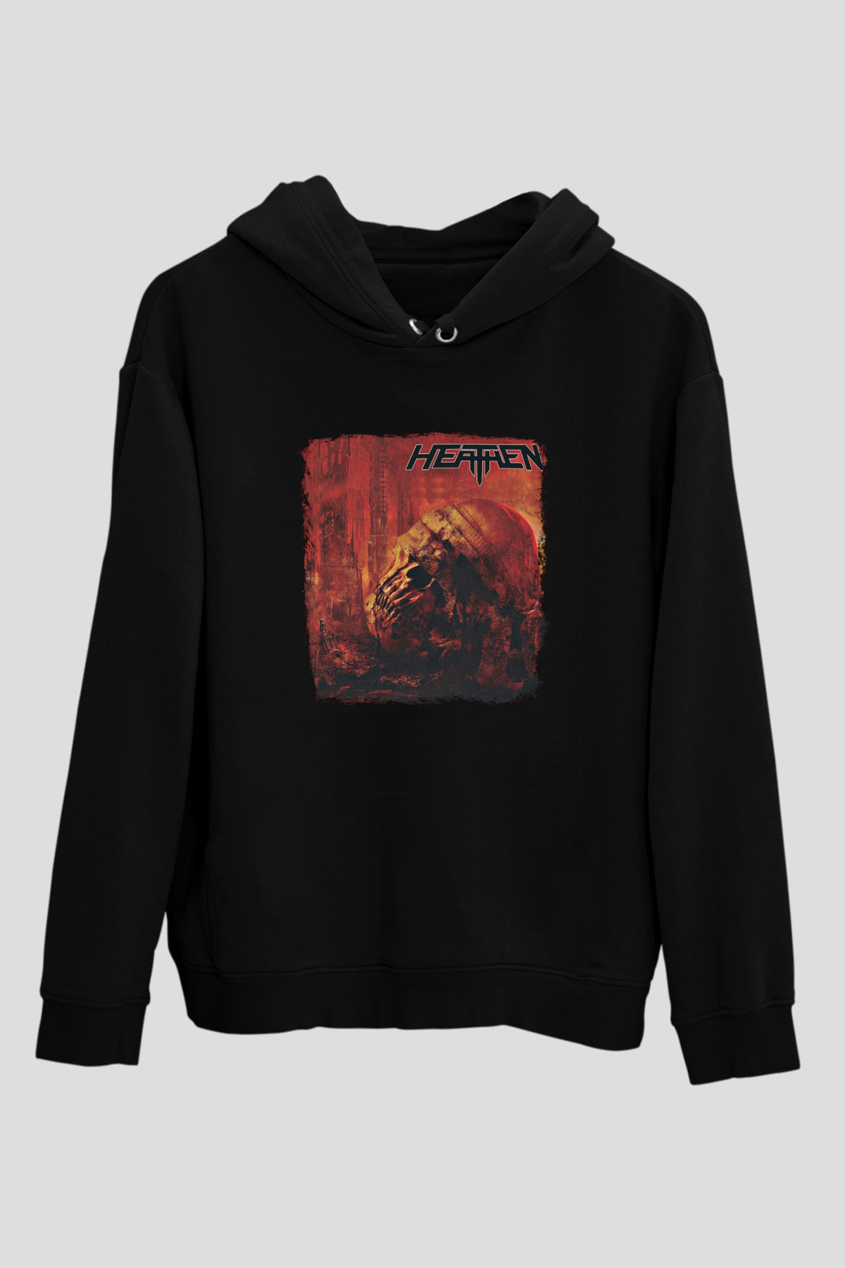 Heathen Baskılı Unisex Siyah Hoodie