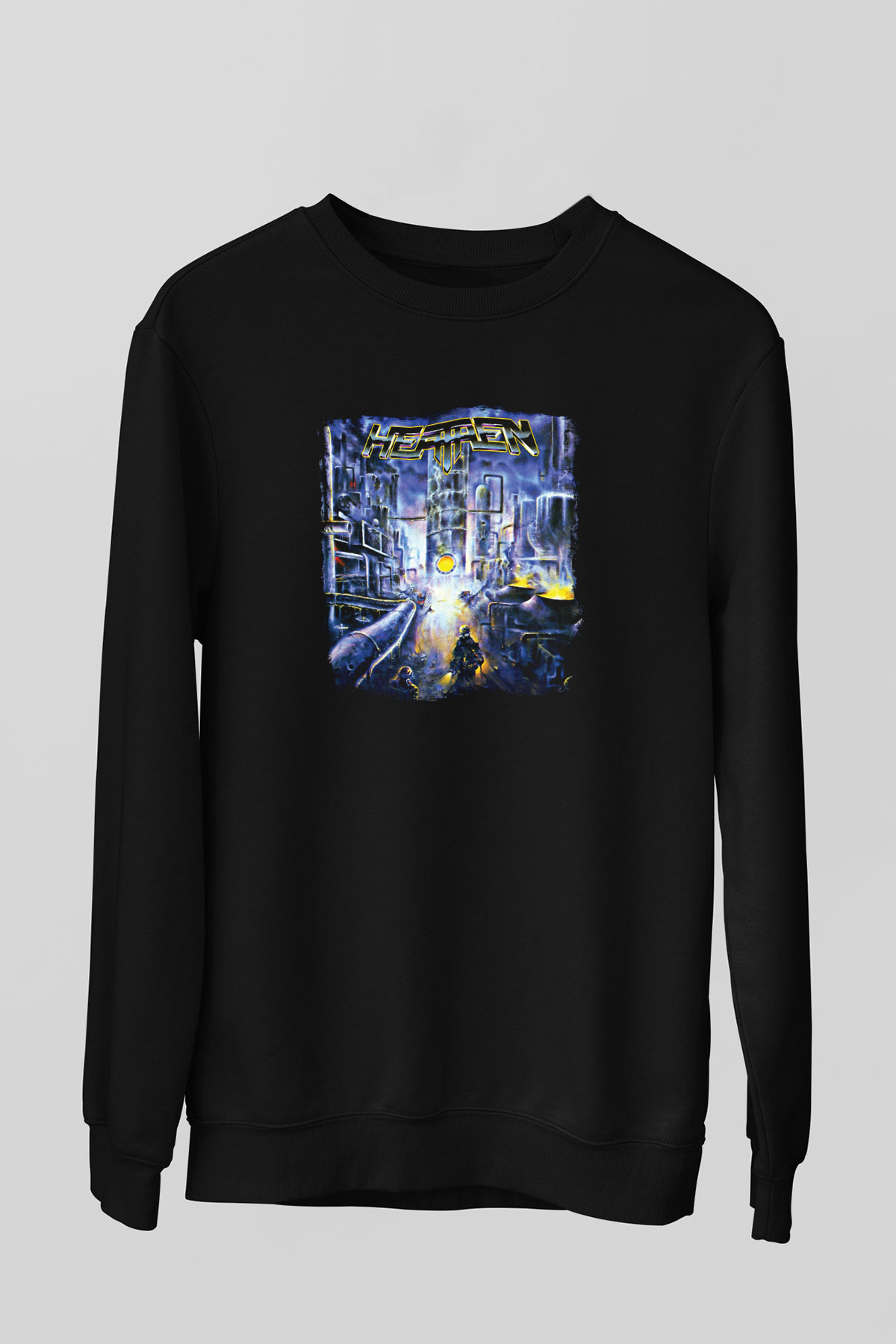 Heathen Baskılı Unisex Siyah Sweatshirt
