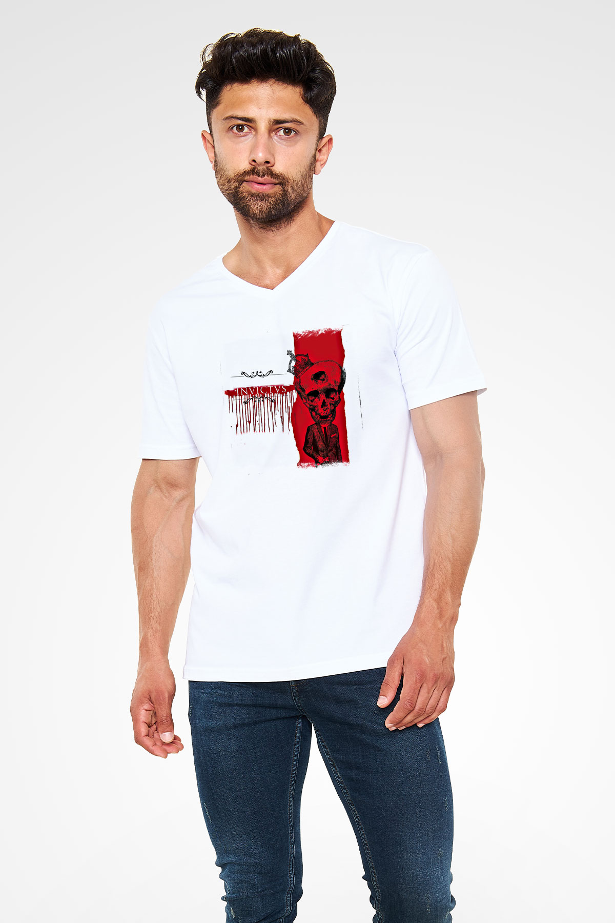 Heaven Shall Burn Baskılı Unisex Beyaz V Yaka Tişört