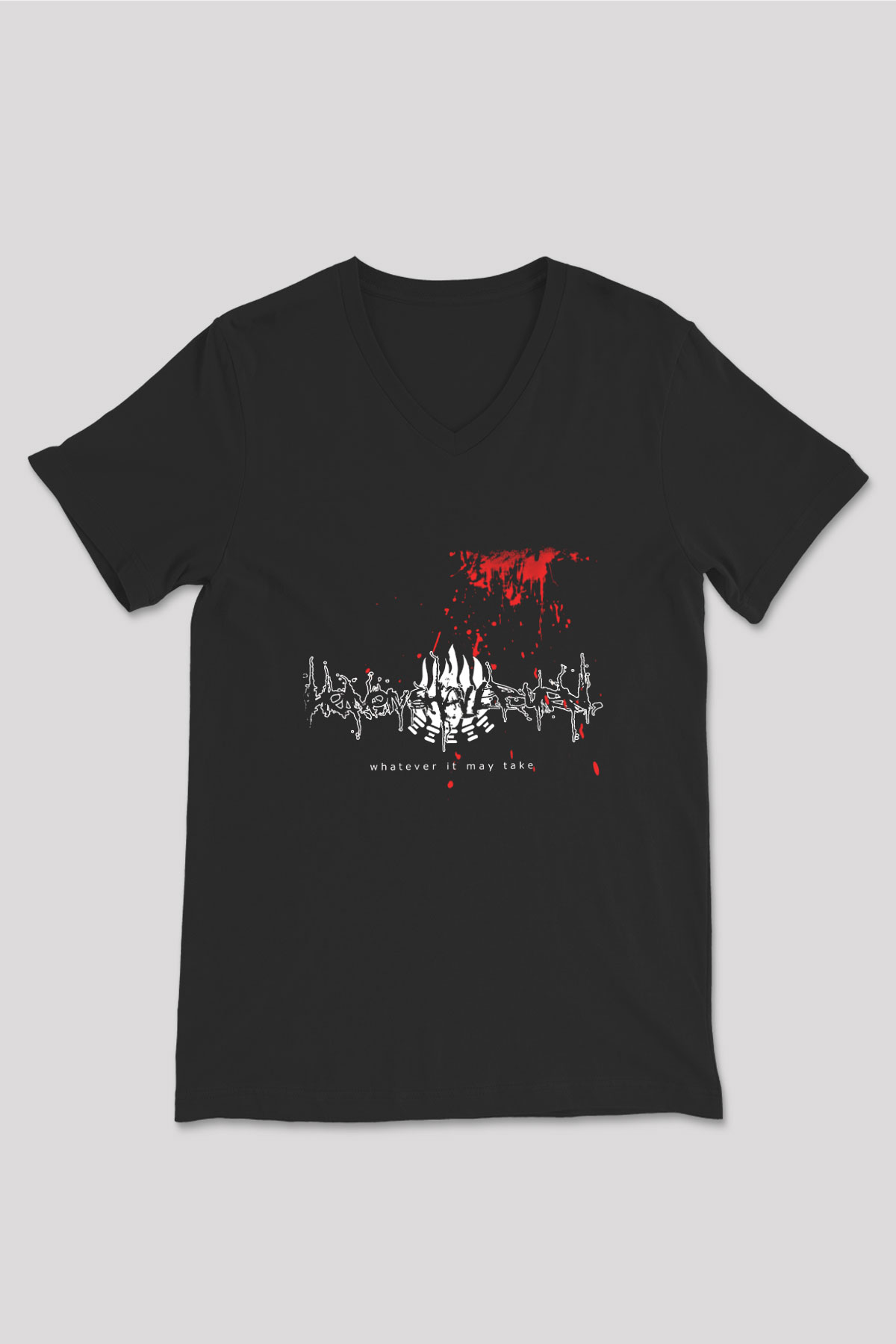 Heaven Shall Burn Baskılı Unisex Siyah V Yaka Tişört
