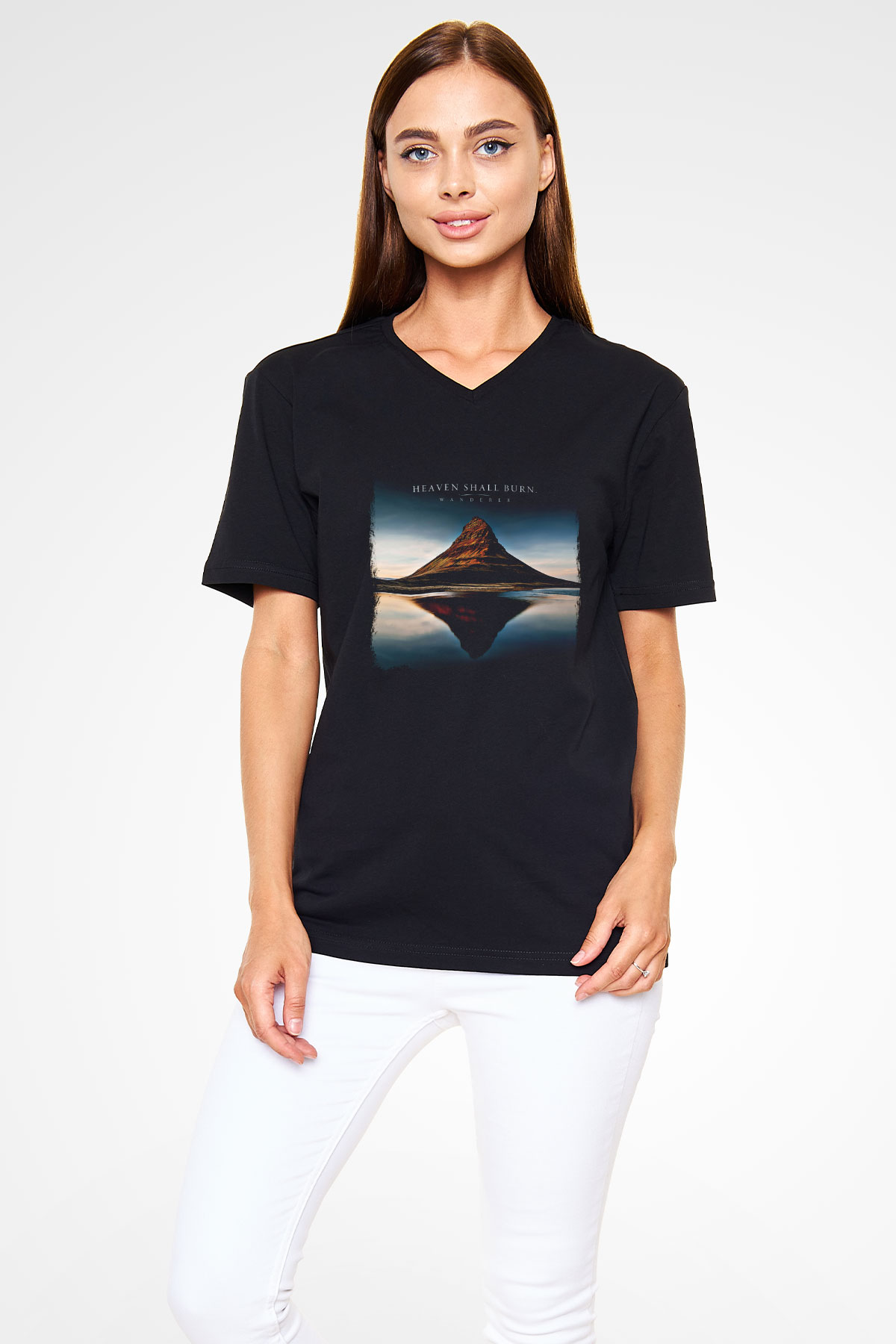 Heaven Shall Burn Baskılı Unisex Siyah V Yaka Tişört