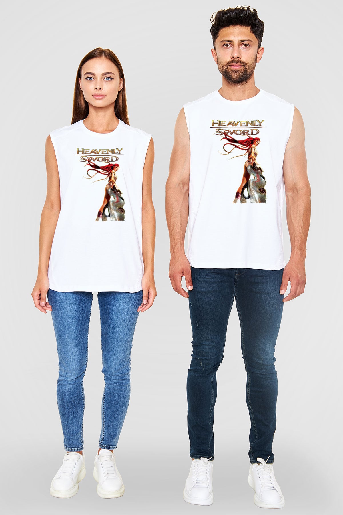 Heavenly Sword Beyaz Unisex Kolsuz Tişört