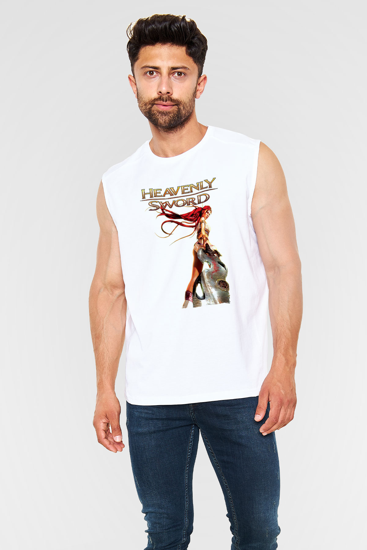 Heavenly Sword Beyaz Unisex Kolsuz Tişört