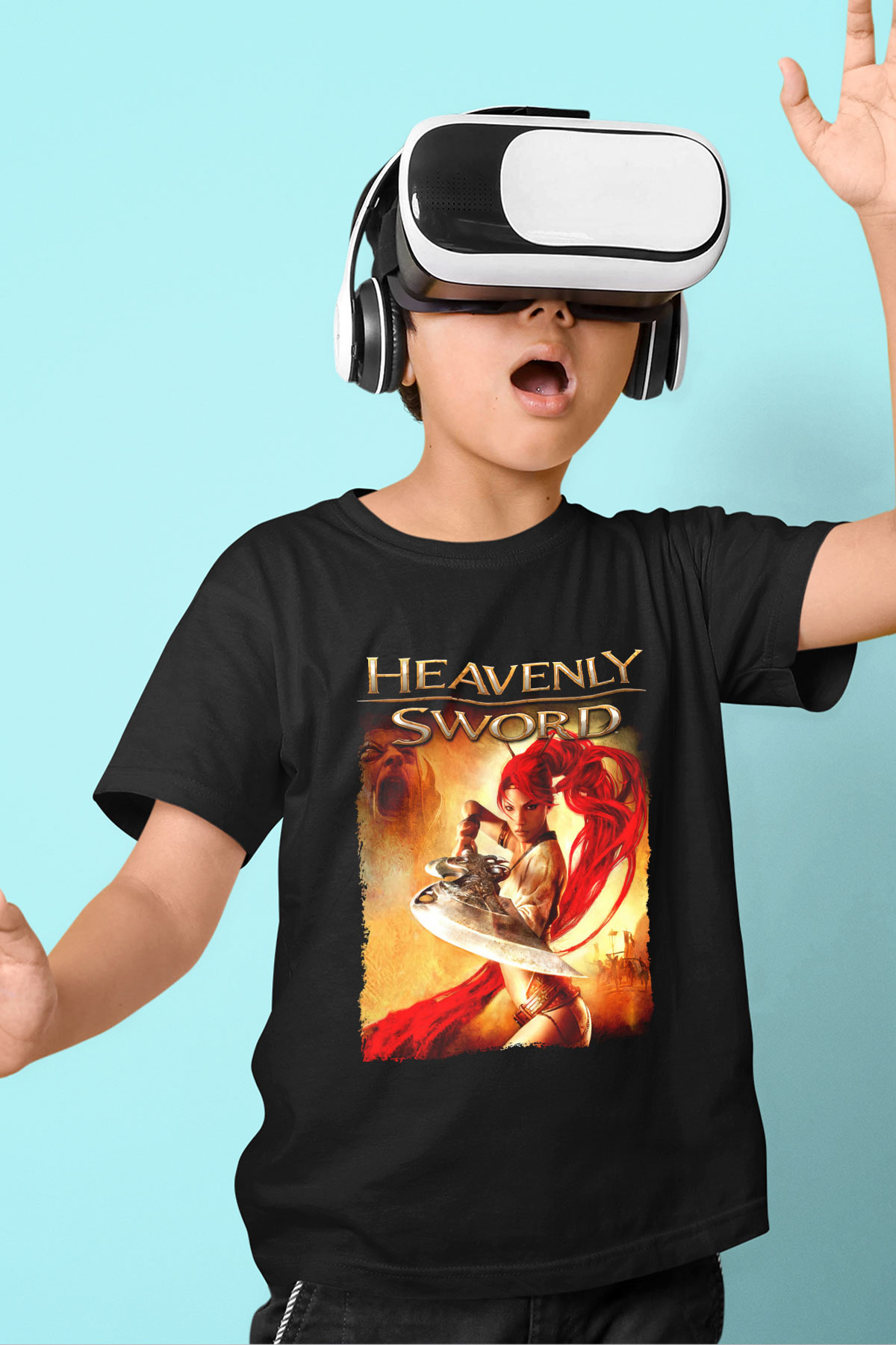 Heavenly Sword Siyah Unisex Çocuk Tişört