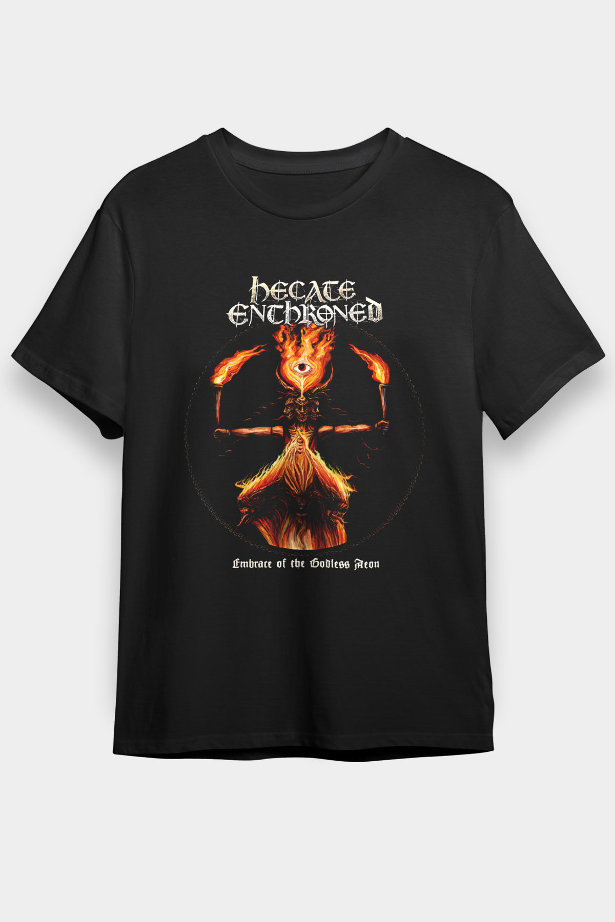 Hecate Enthroned Baskılı Unisex Siyah Tişört - Tshirt