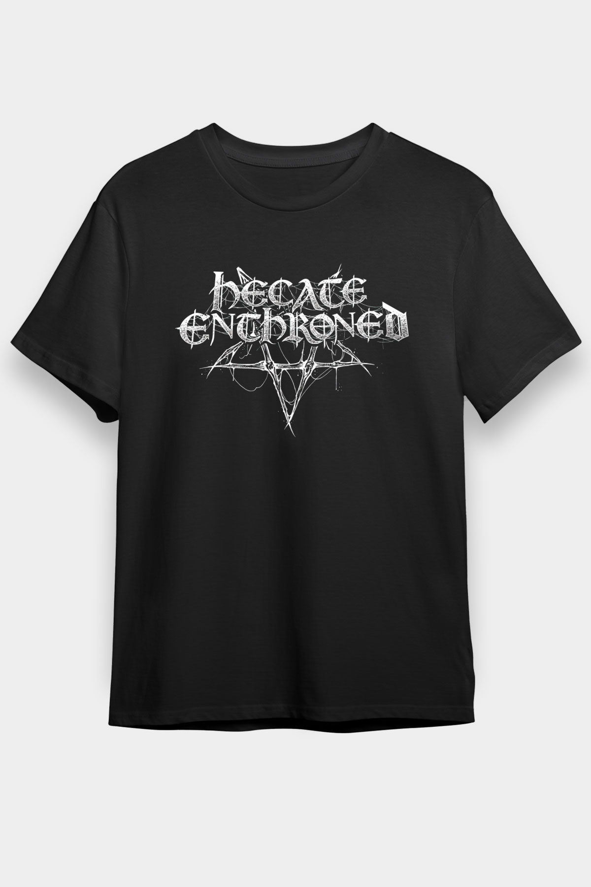 Hecate Enthroned Baskılı Unisex Siyah Tişört - Tshirt