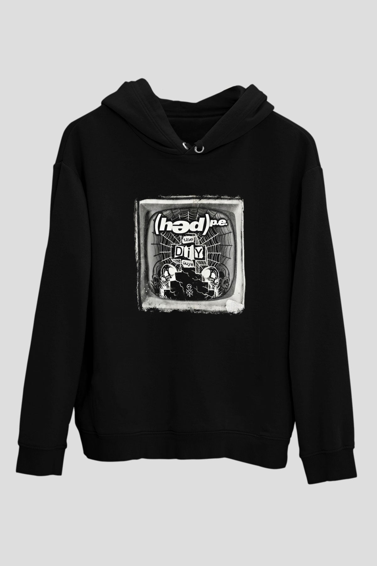 Hed PE Baskılı Unisex Siyah Hoodie
