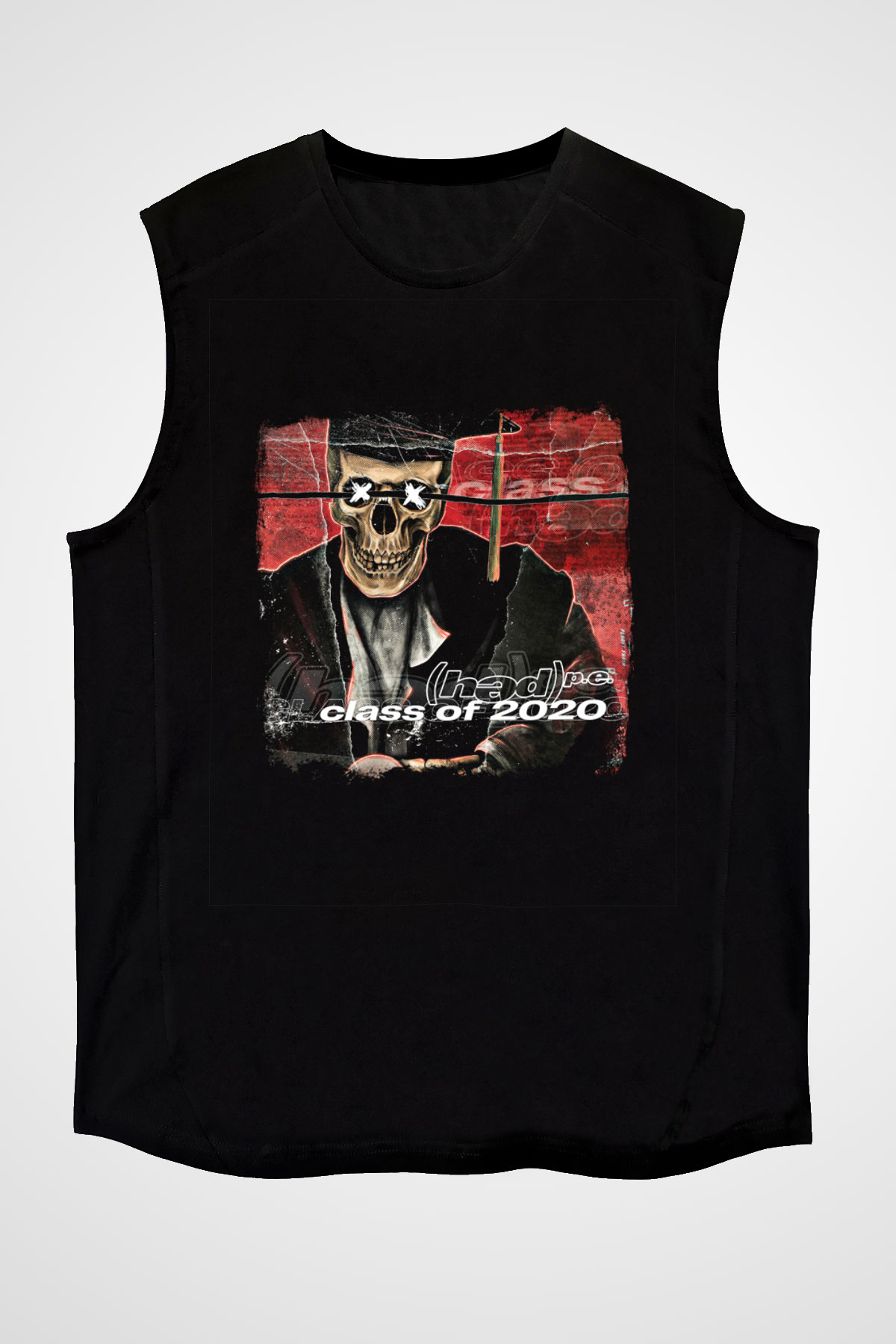 Hed PE Baskılı Unisex Siyah Kolsuz Tişört