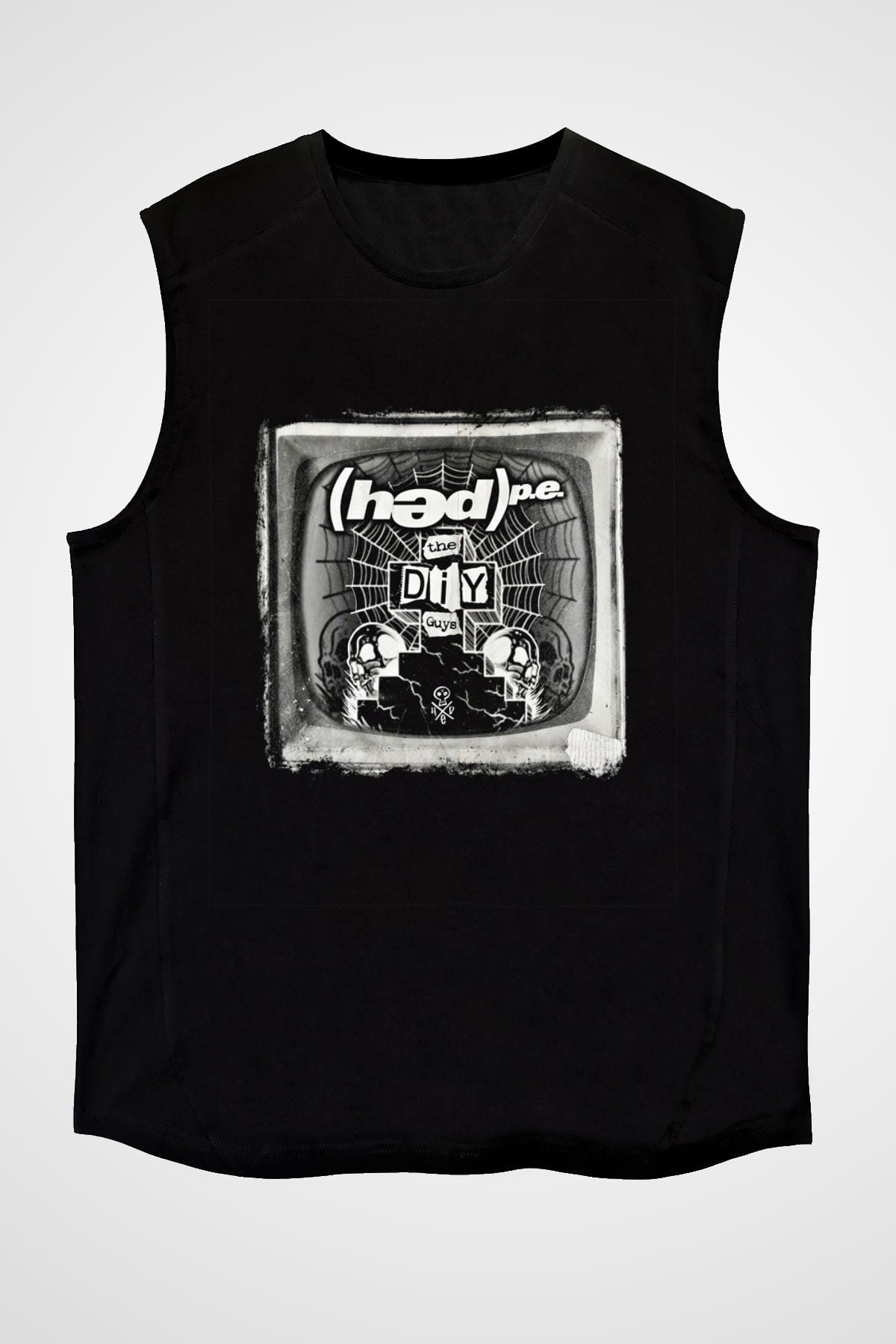 Hed PE Baskılı Unisex Siyah Kolsuz Tişört