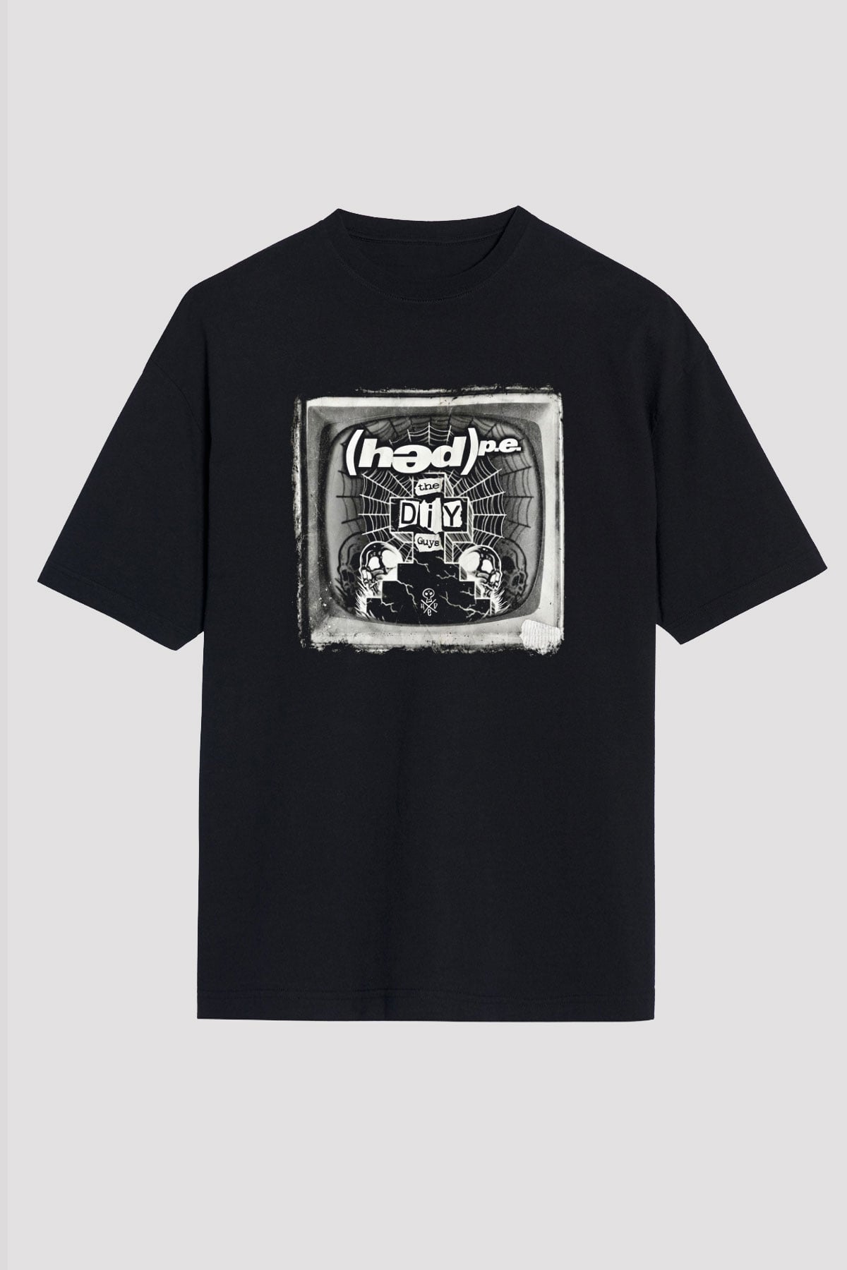 Hed PE Baskılı Unisex Siyah Oversize Tişört