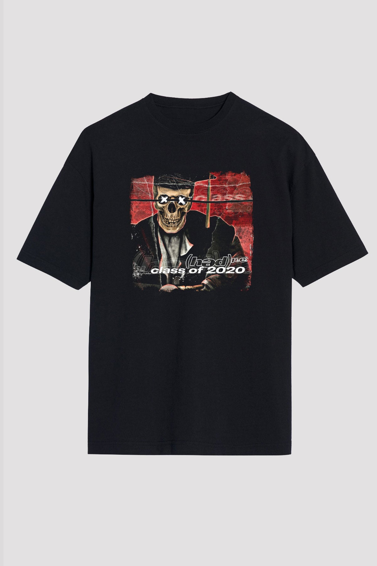 Hed PE Baskılı Unisex Siyah Oversize Tişört