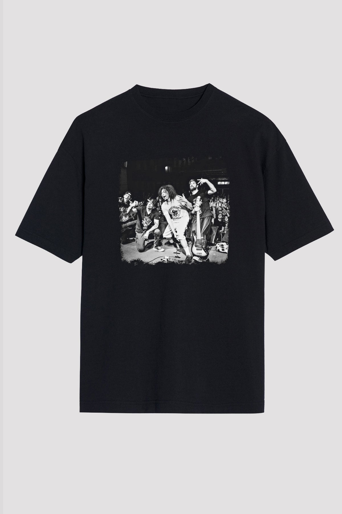 Hed PE Baskılı Unisex Siyah Oversize Tişört