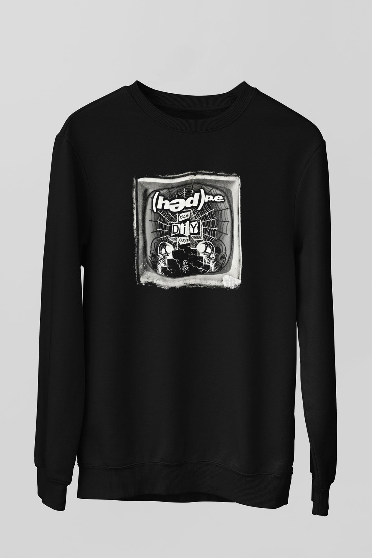 Hed PE Baskılı Unisex Siyah Sweatshirt