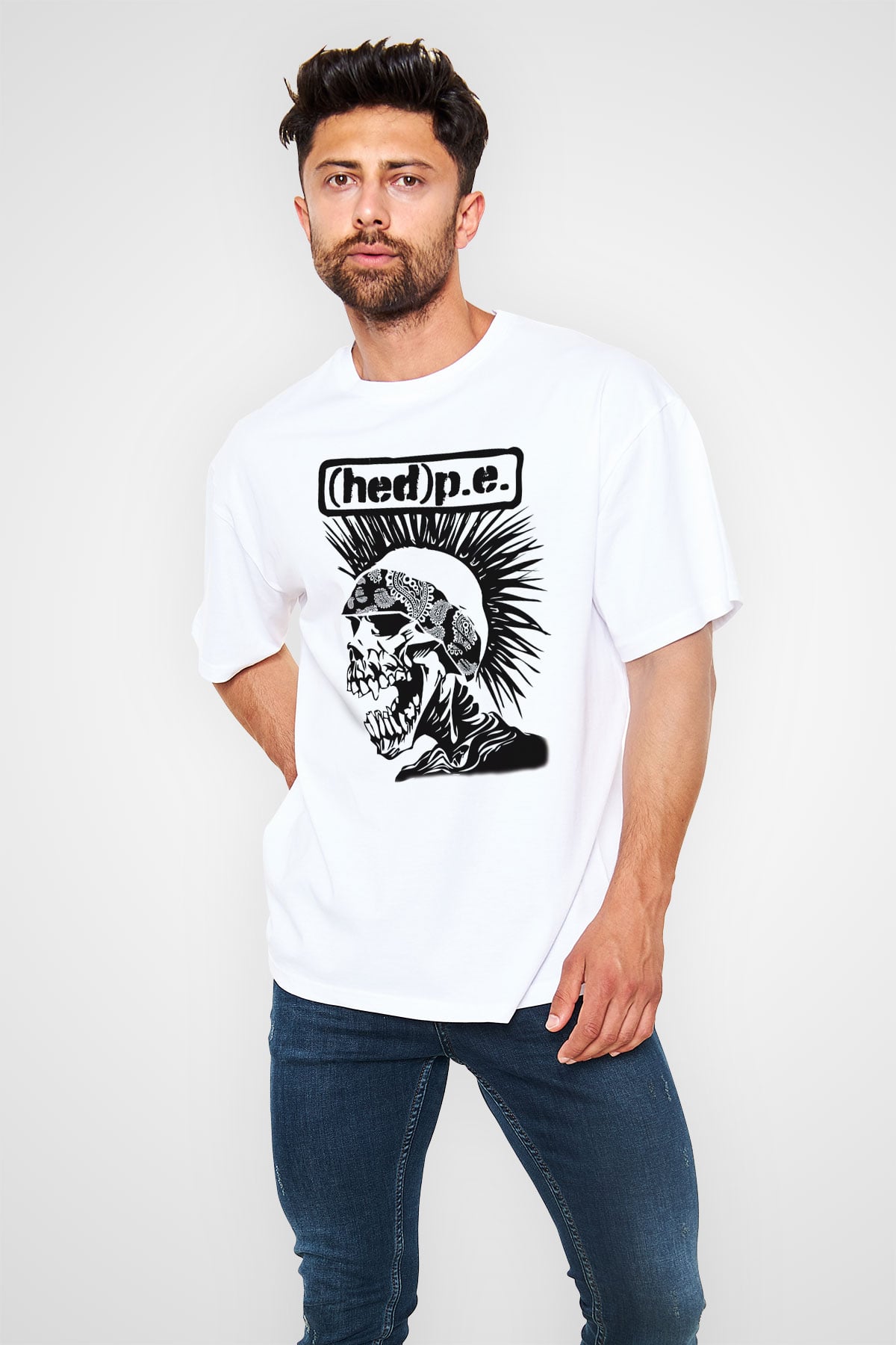 Hed PE Beyaz Unisex Oversize Tişört T-Shirt