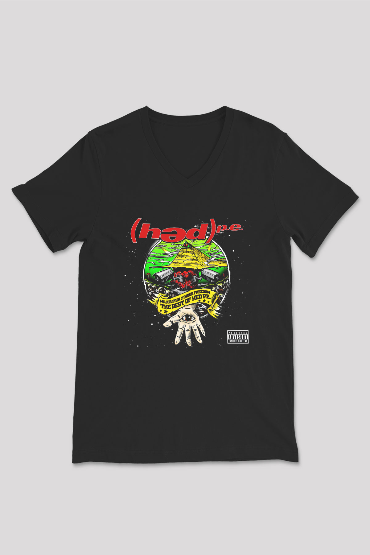 Hed PE Siyah Unisex V Yaka Tişört T-Shirt