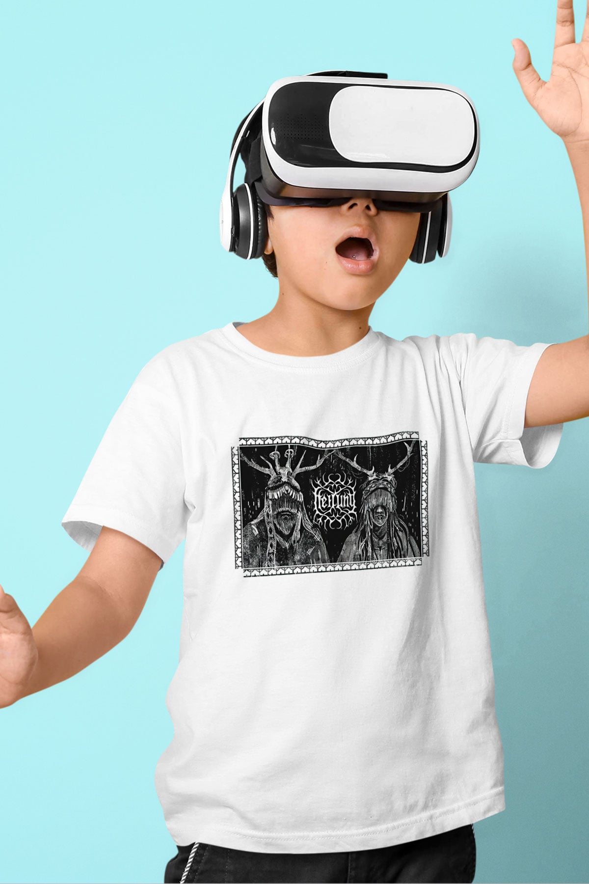 Heilung Baskılı Beyaz Unisex Beyaz Çocuk Tişört - Tshirt