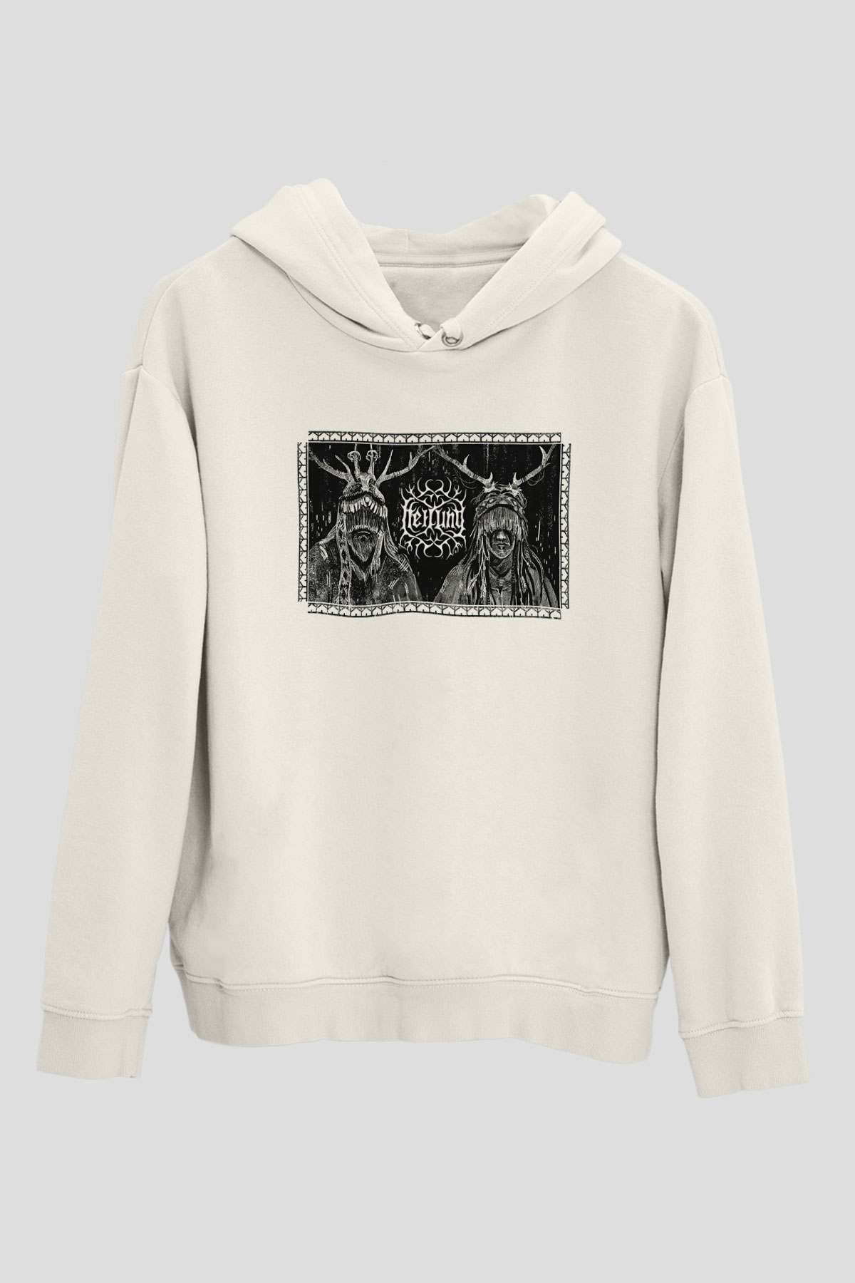 Heilung Baskılı Beyaz Unisex Kapüşonlu Sweatshirt