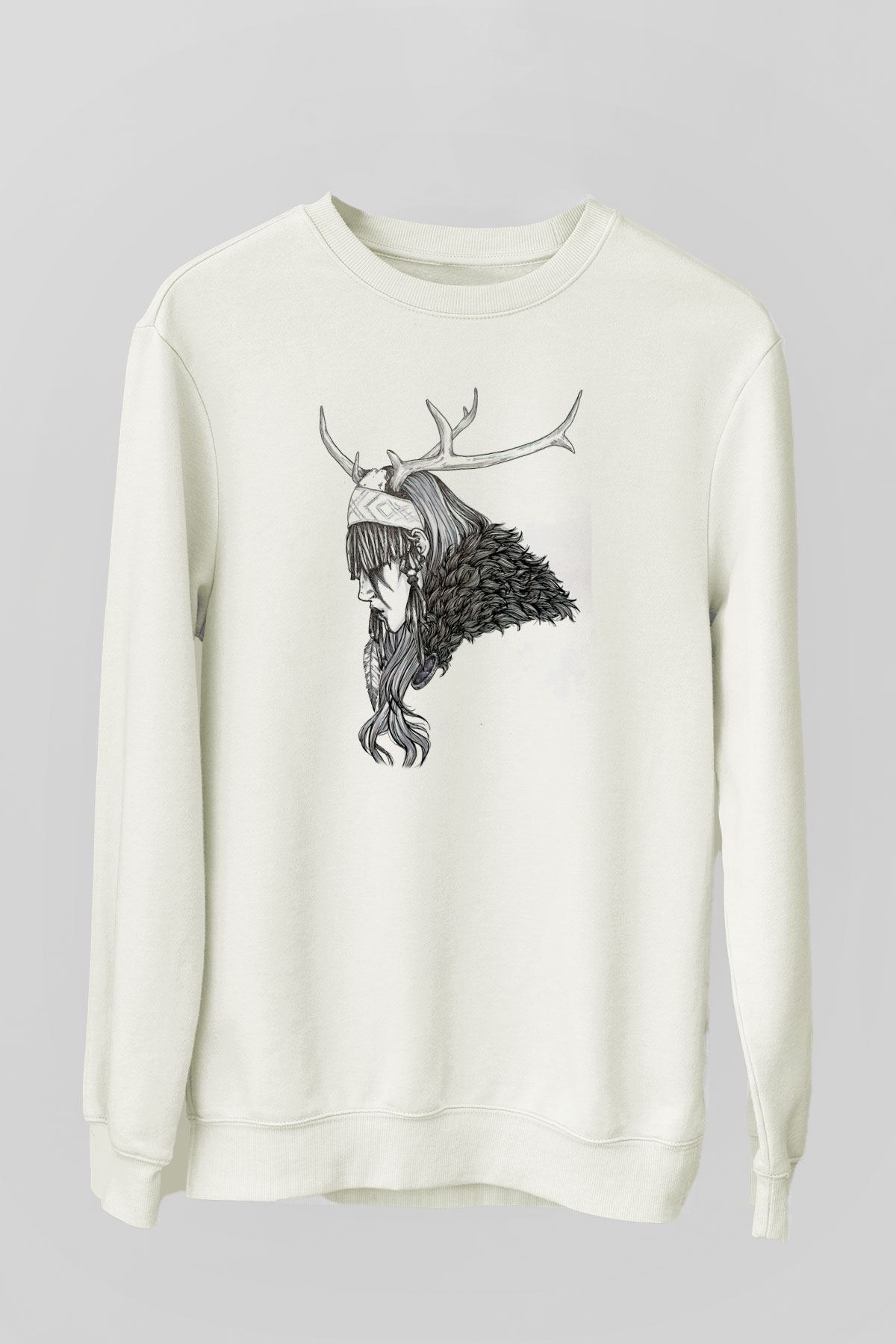 Heilung Baskılı Beyaz Unisex Sweatshirt