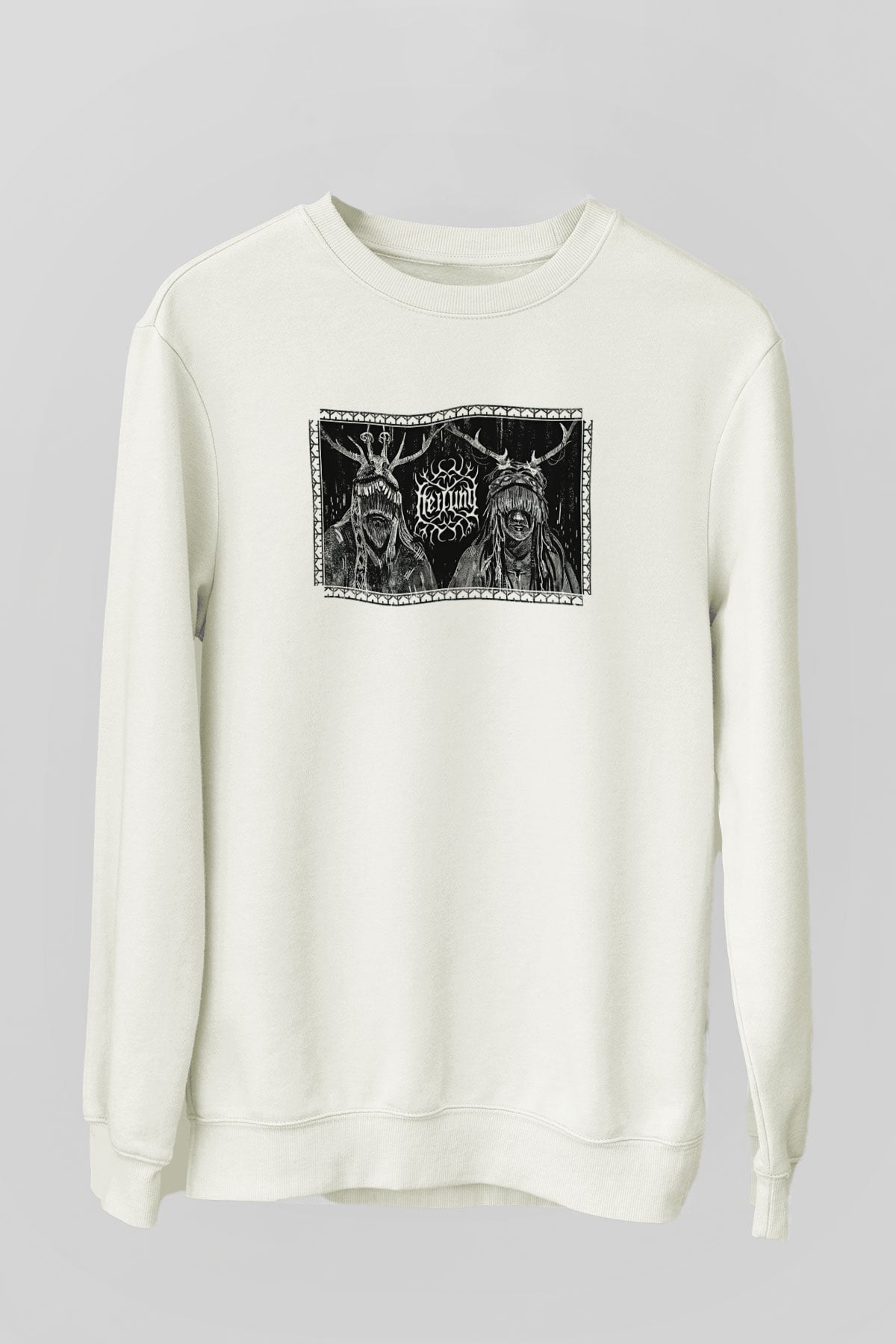 Heilung Baskılı Beyaz Unisex Sweatshirt