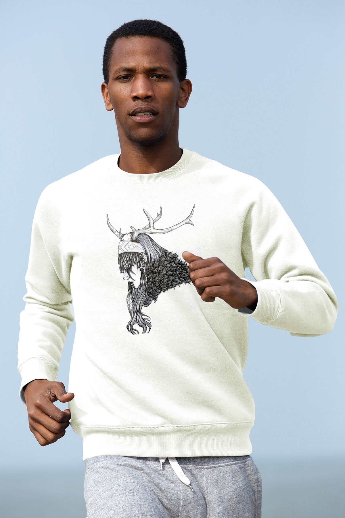 Heilung Baskılı Beyaz Unisex Sweatshirt