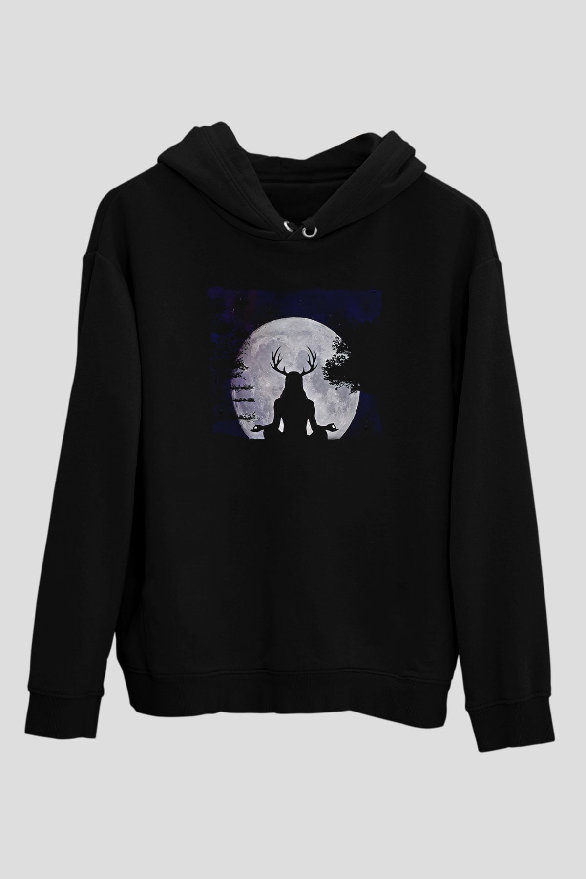 Heilung Baskılı Unisex Siyah Kapüşonlu Sweatshirt