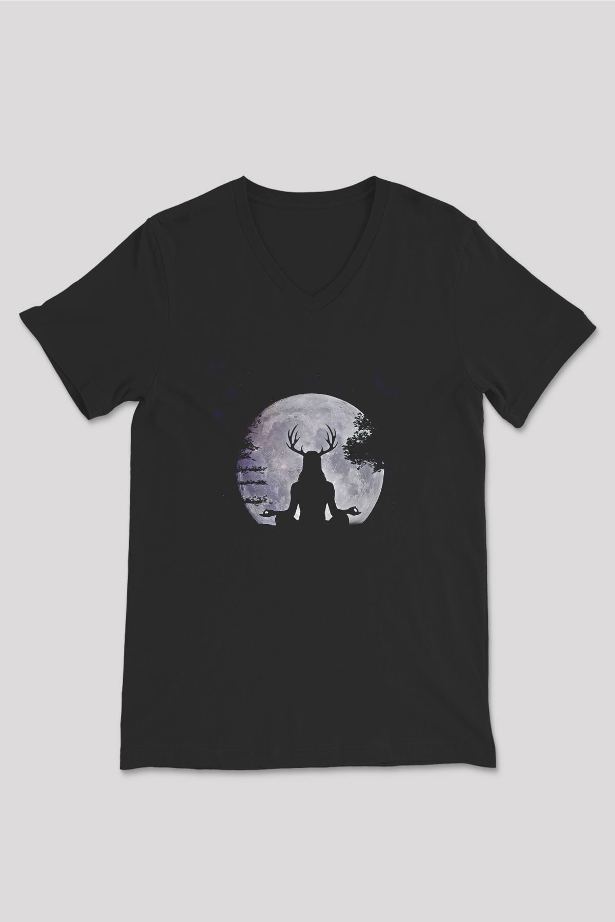 Heilung Baskılı Unisex Siyah V Yaka Tişört - Tshirt
