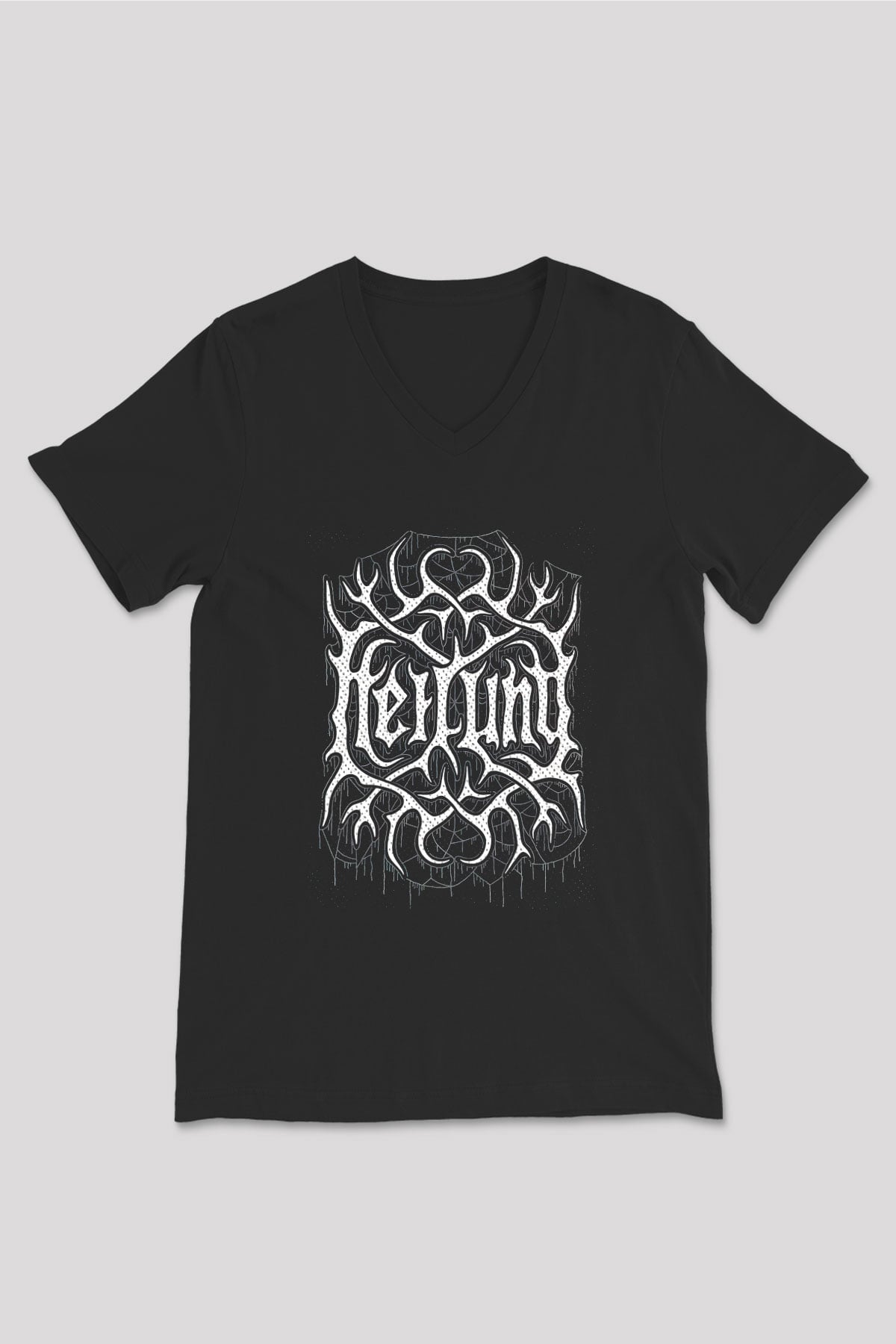 Heilung Baskılı Unisex Siyah V Yaka Tişört - Tshirt