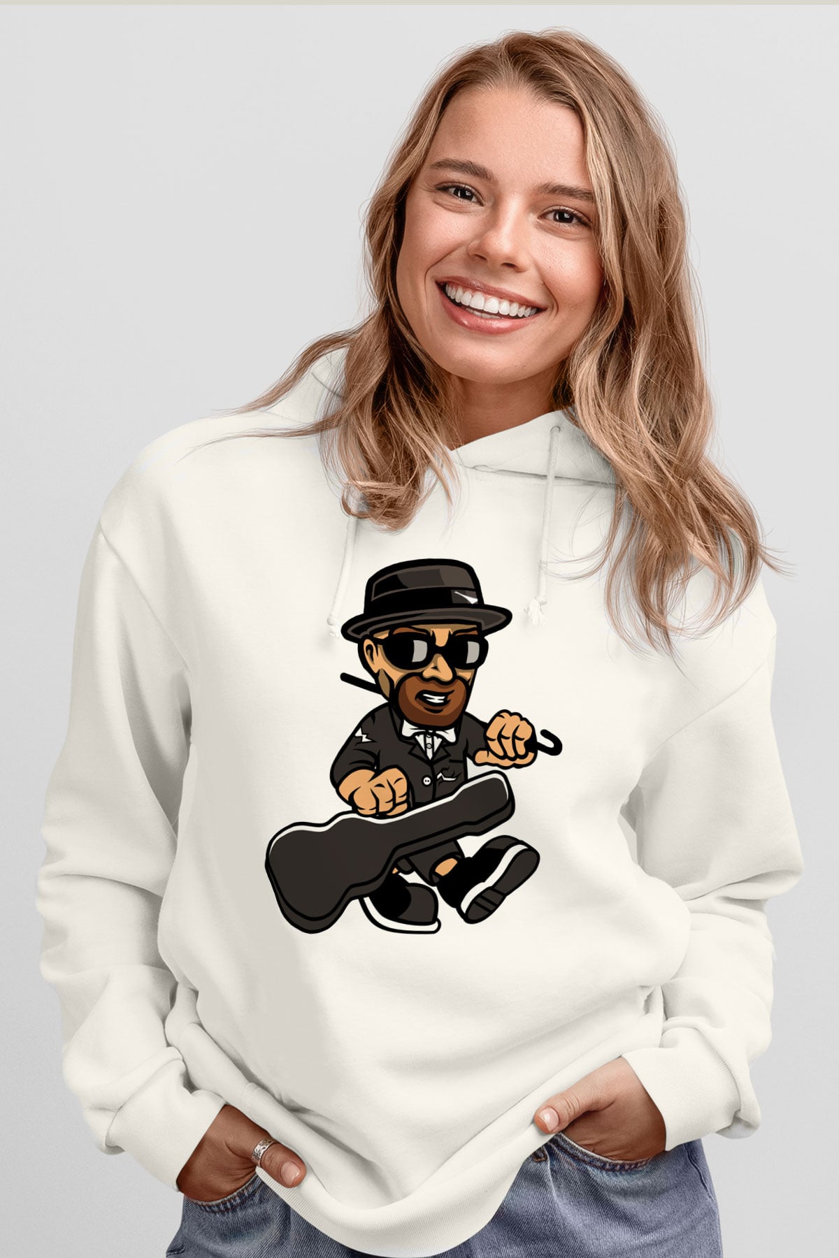 Heisenberg Gentleman Baskılı Unisex Beyaz Hoodie