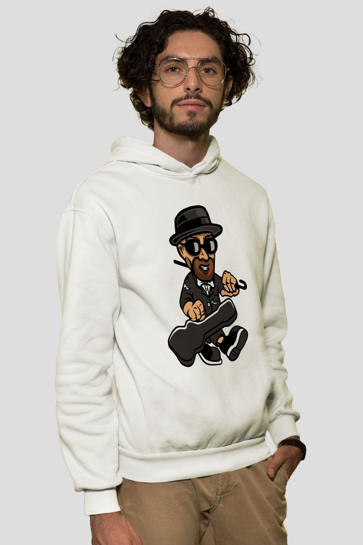 Heisenberg Gentleman Baskılı Unisex Beyaz Hoodie