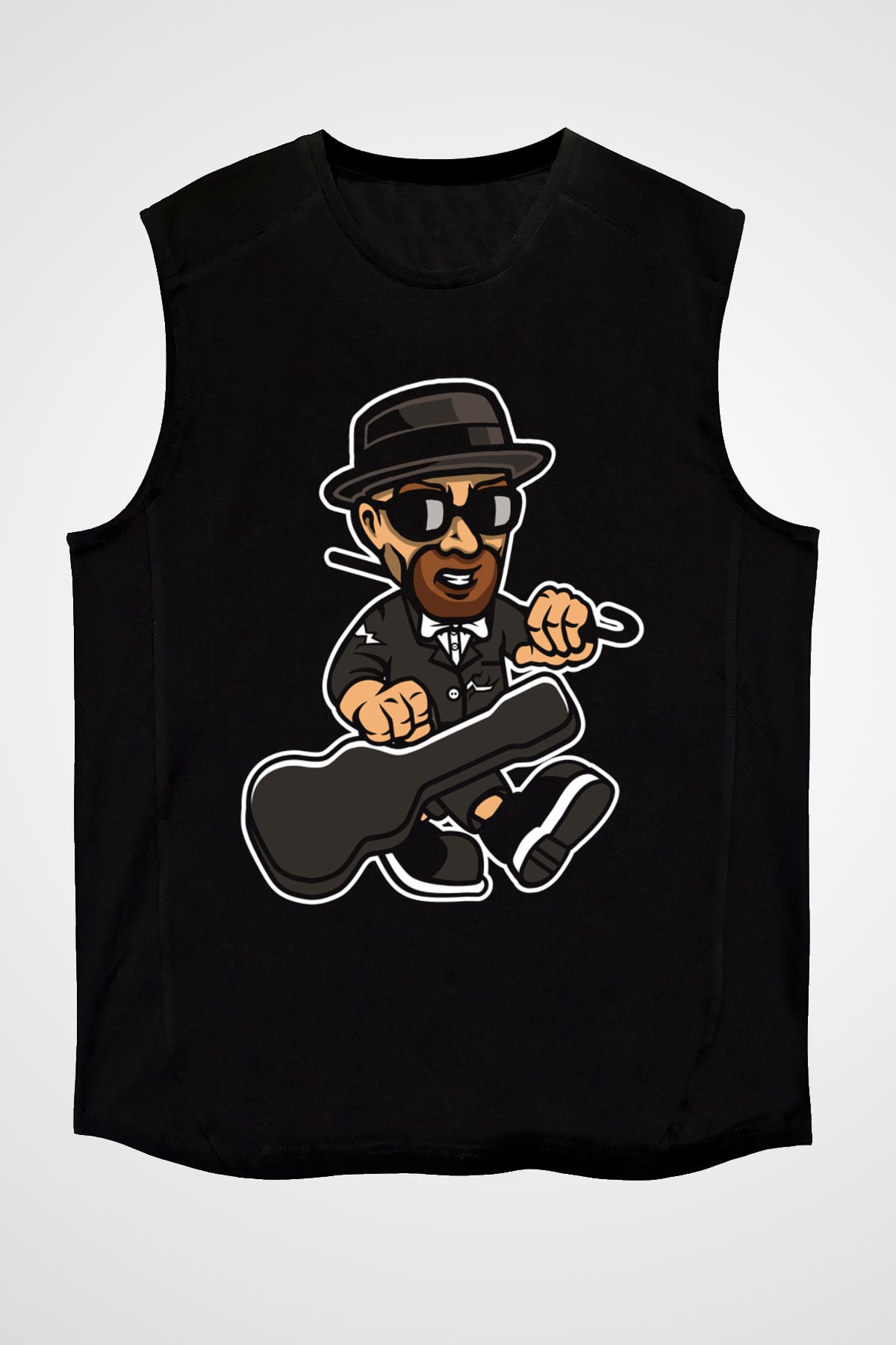 Heisenberg Gentleman Baskılı Unisex Siyah Kolsuz Tişört