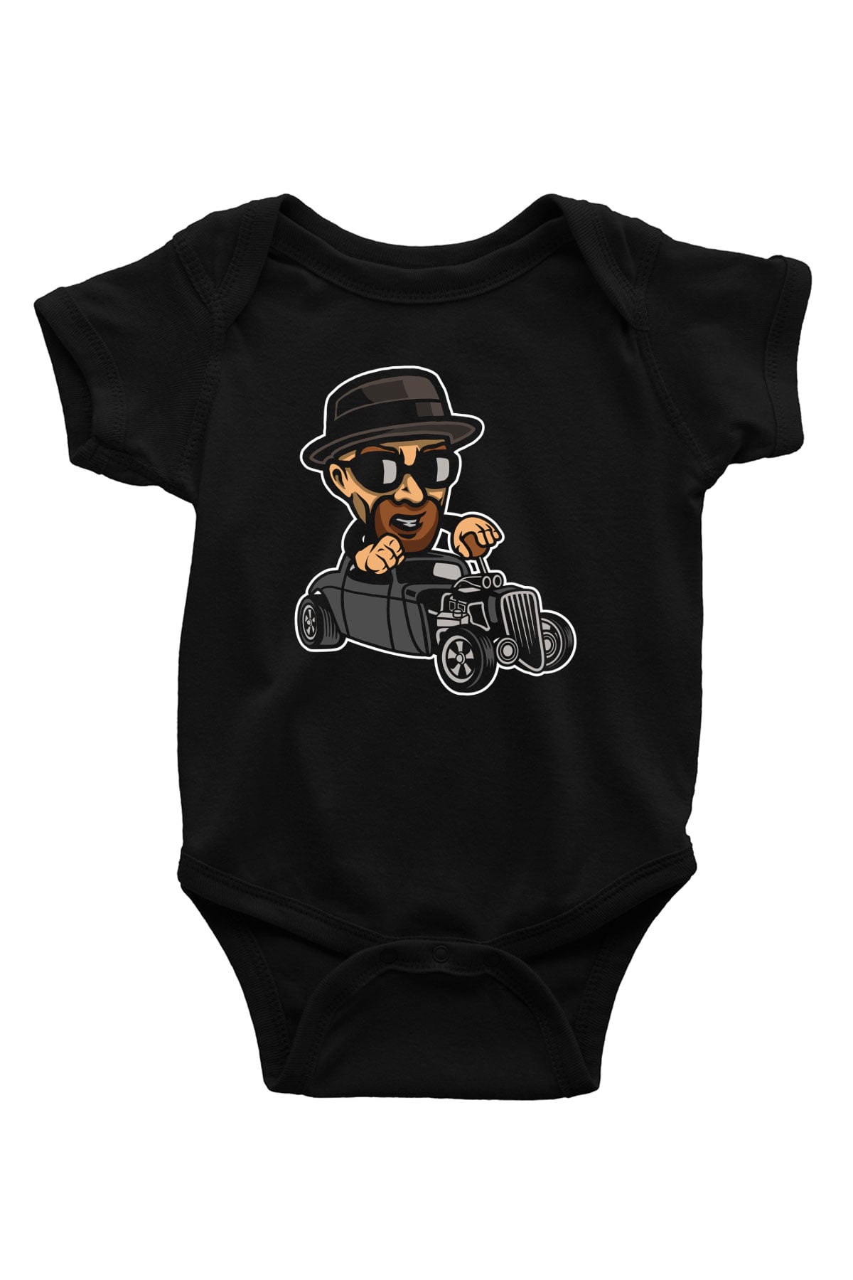 Heisenberg Hotrod Baskılı Unisex Siyah Bebek Body - Zıbın
