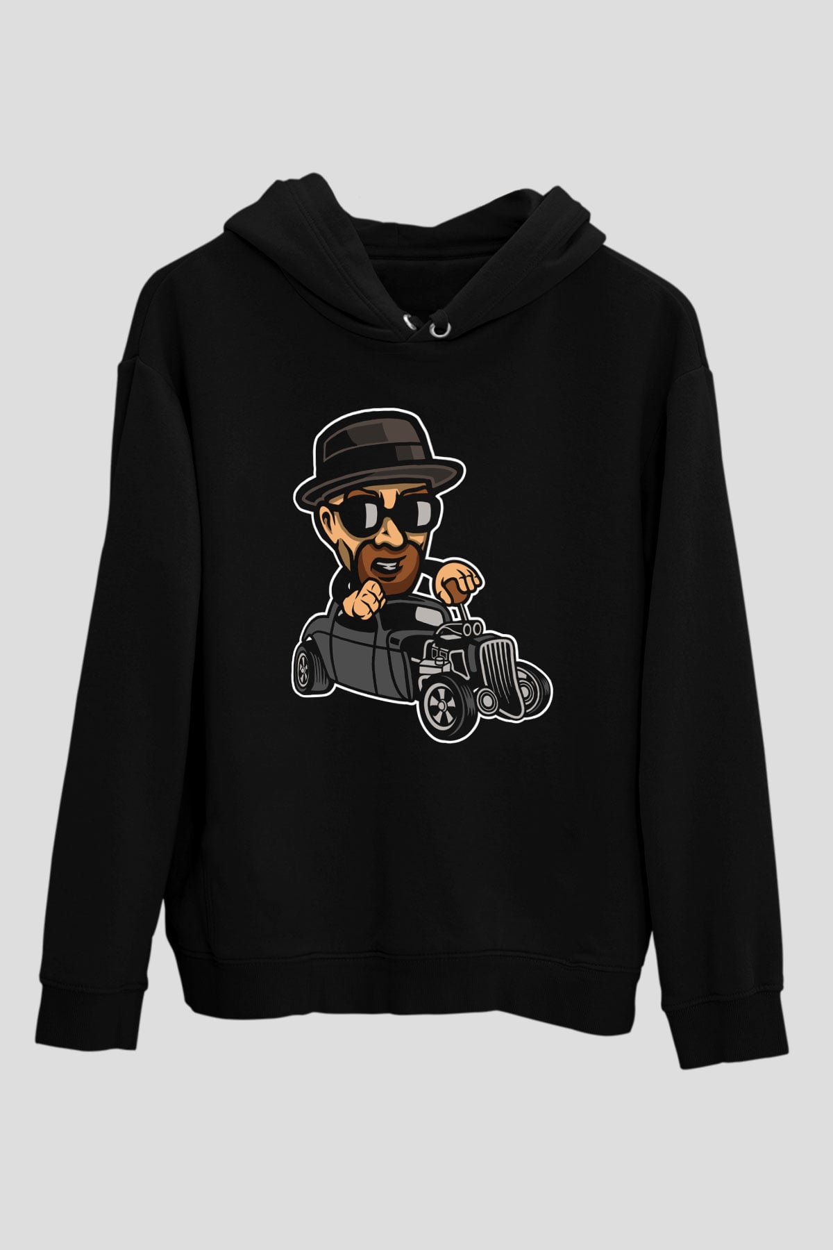 Heisenberg Hotrod Baskılı Unisex Siyah Hoodie