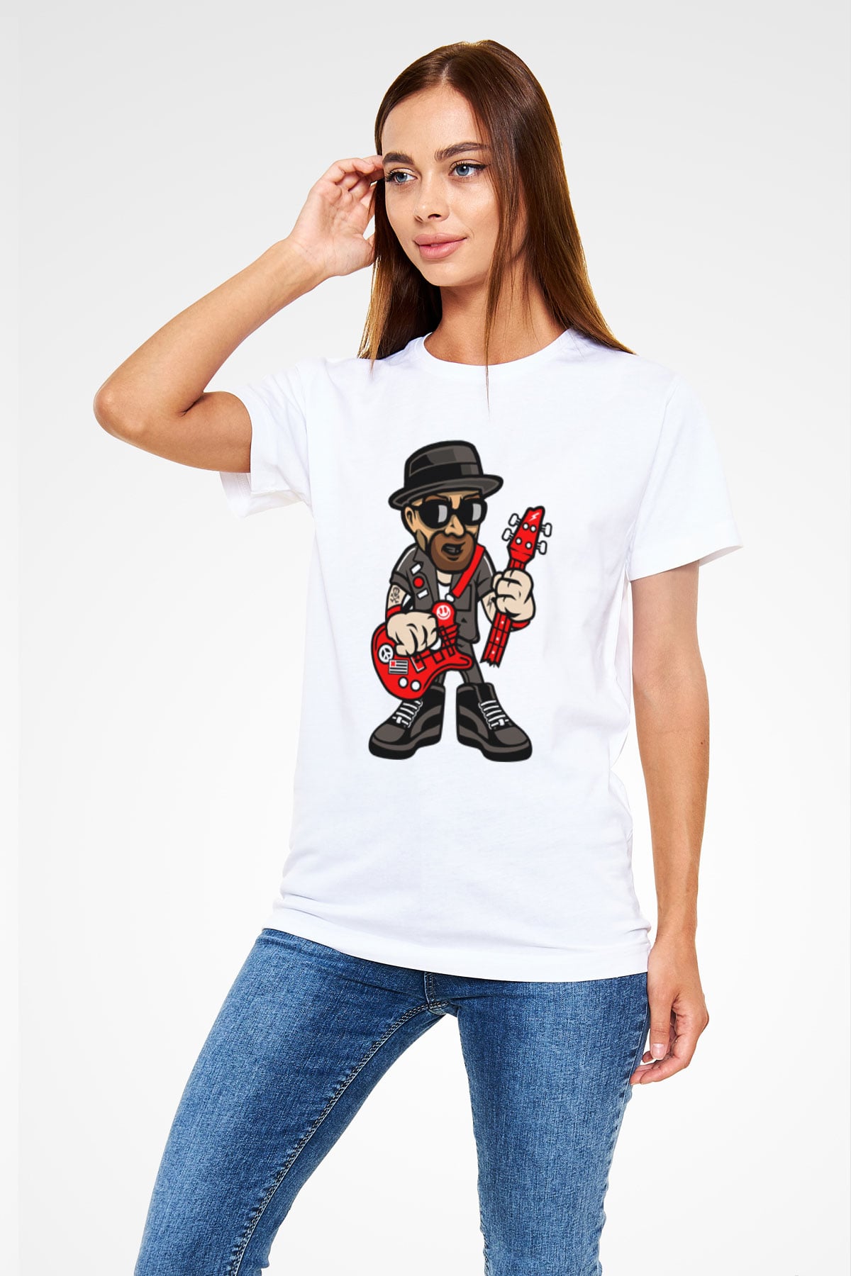 Heisenberg Rockstar Baskılı Unisex Beyaz Tişört