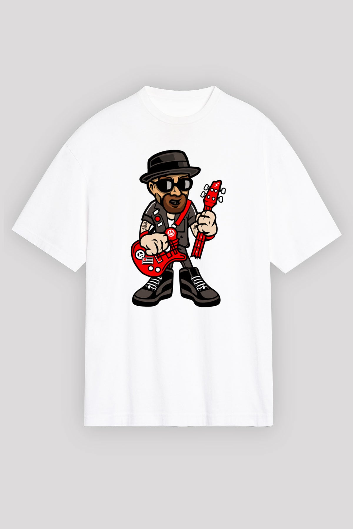 Heisenberg Rockstar Baskılı Unisex Beyaz Oversize Tişört