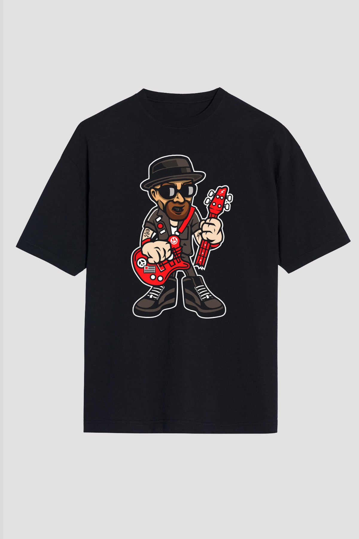 Heisenberg Rockstar Baskılı Unisex Siyah Oversize Tişört