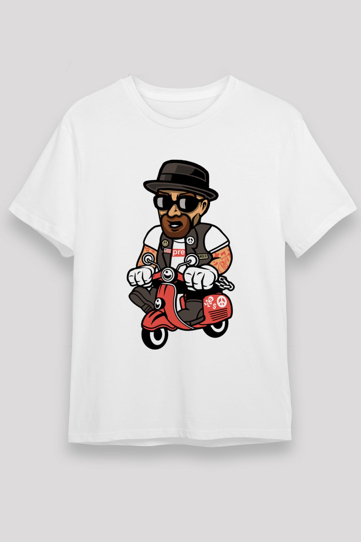 Heisenberg Scooter Baskılı Unisex Beyaz Tişört