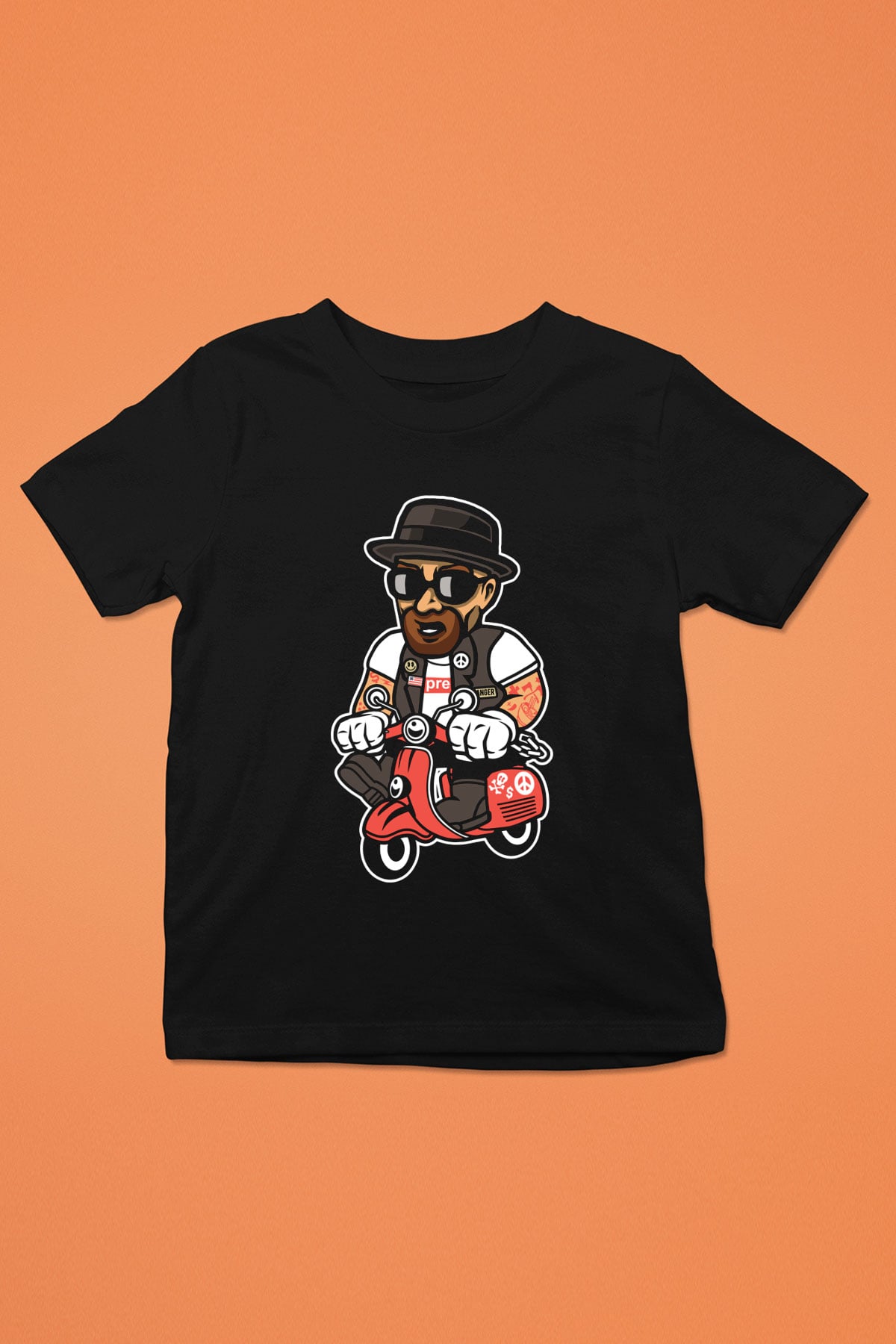 Heisenberg Scooter Baskılı Unisex Siyah Çocuk Tişört