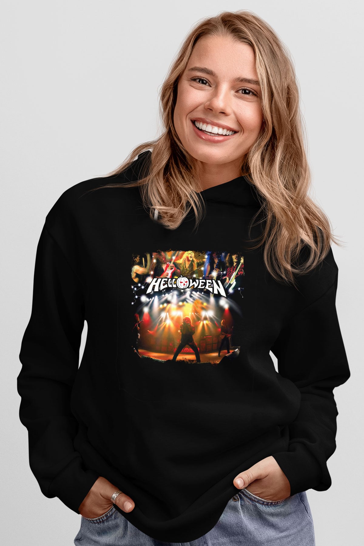 Helloween Baskılı Unisex Siyah Hoodie