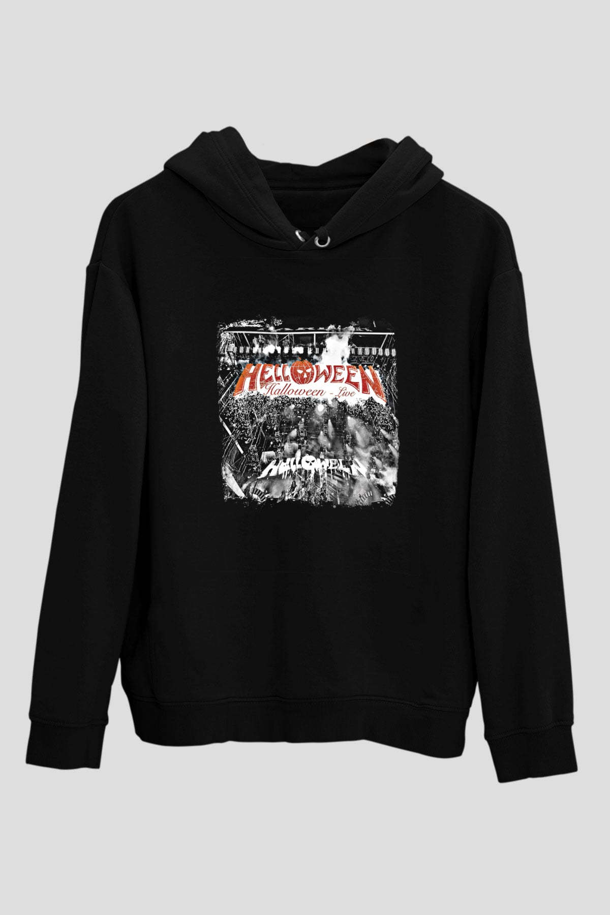 Helloween Baskılı Unisex Siyah Hoodie