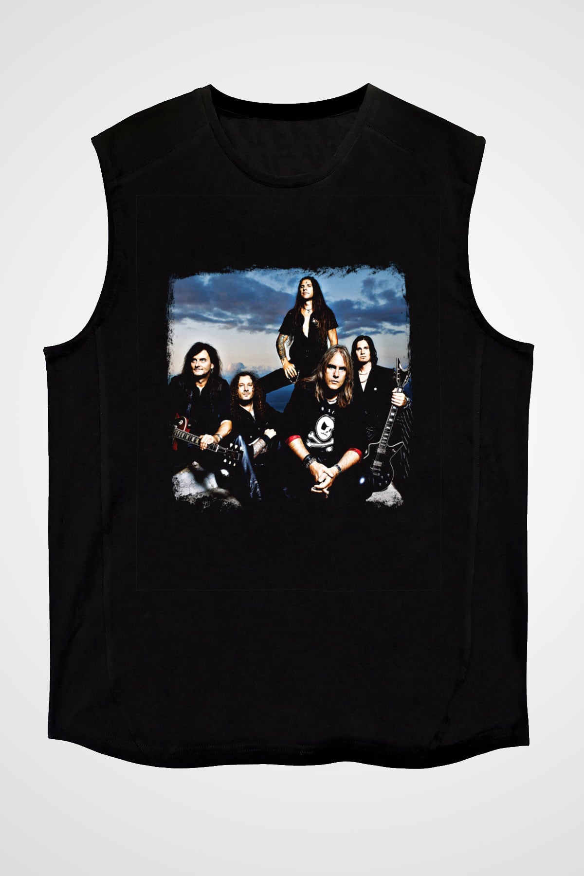 Helloween Baskılı Unisex Siyah Kolsuz Tişört