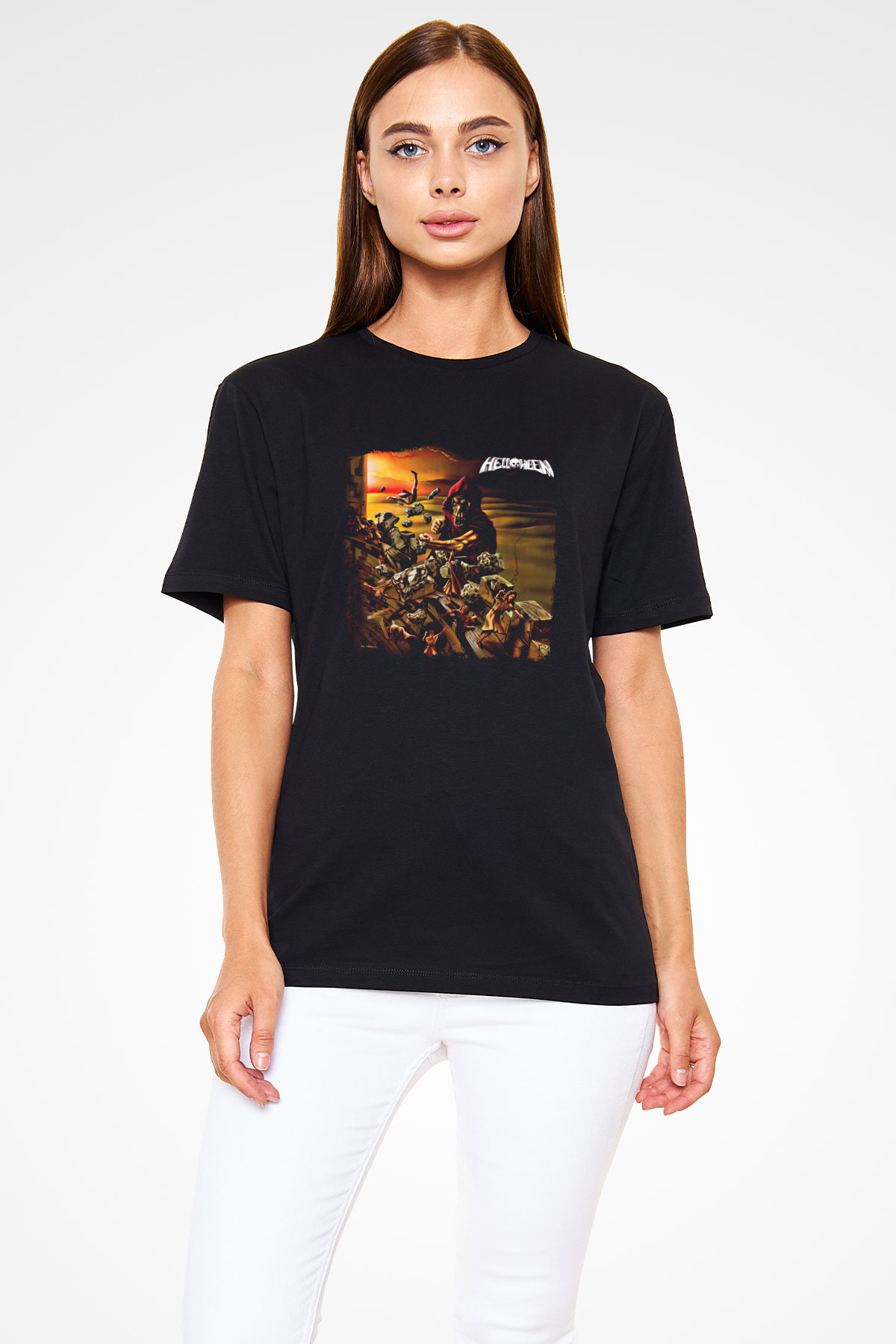 Helloween Baskılı Unisex Siyah Tişört