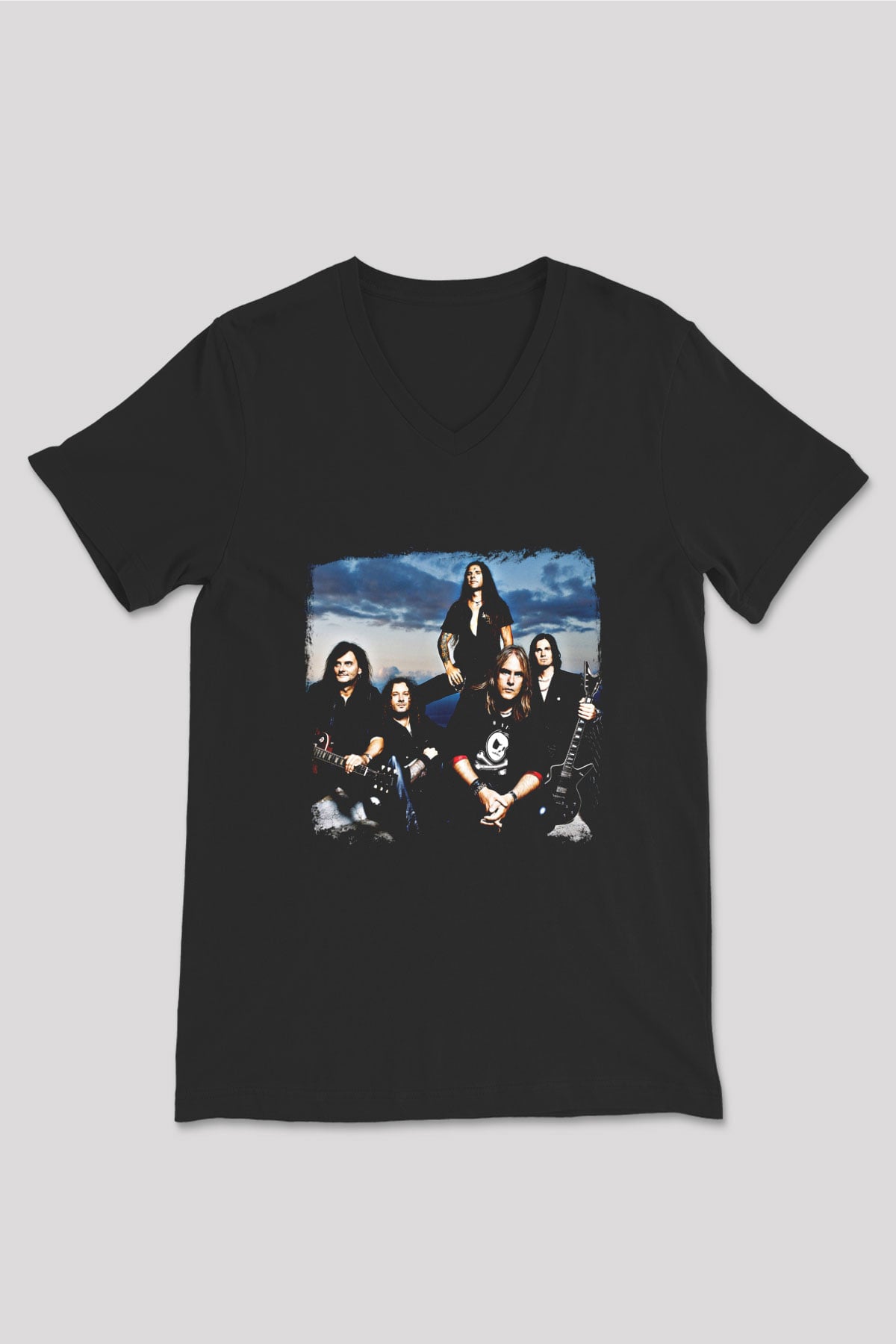 Helloween Baskılı Unisex Siyah V Yaka Tişört