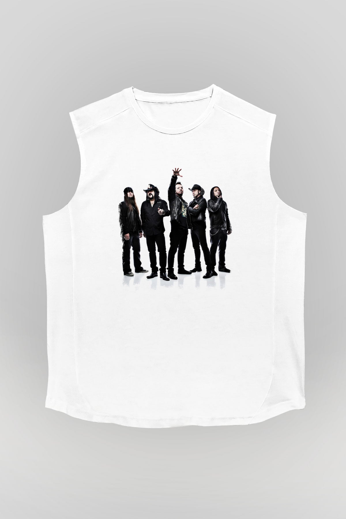 Hellyeah Baskılı Unisex Beyaz Kolsuz Tişört