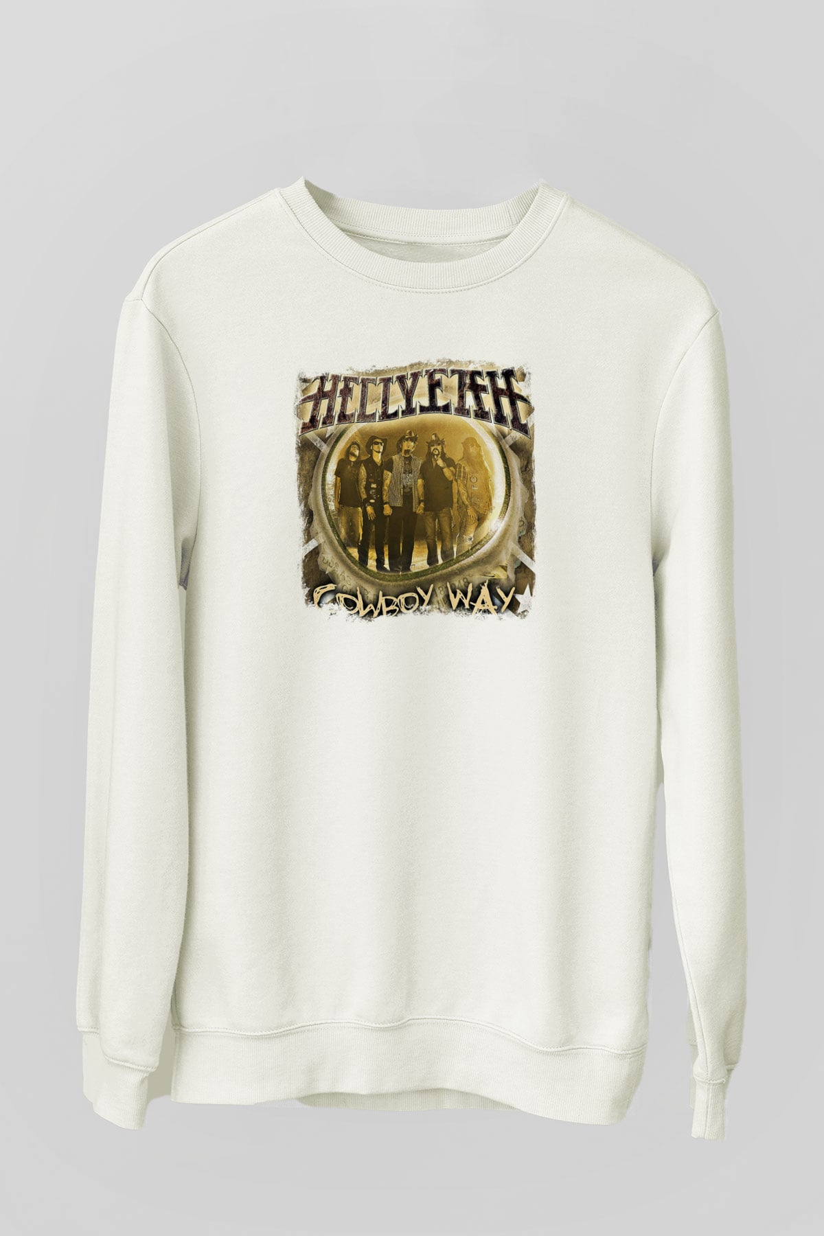 Hellyeah Baskılı Unisex Beyaz Sweatshirt