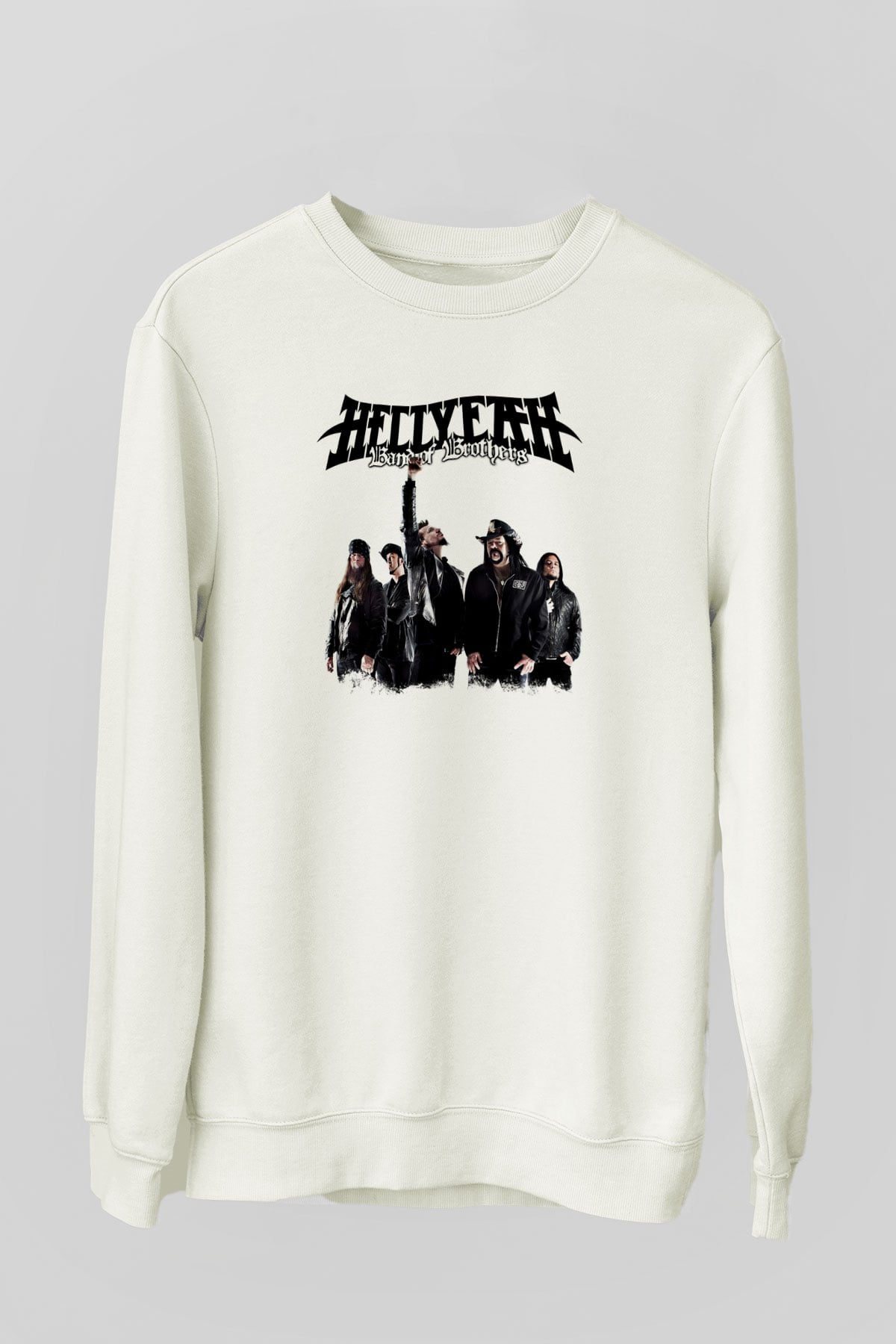 Hellyeah Baskılı Unisex Beyaz Sweatshirt