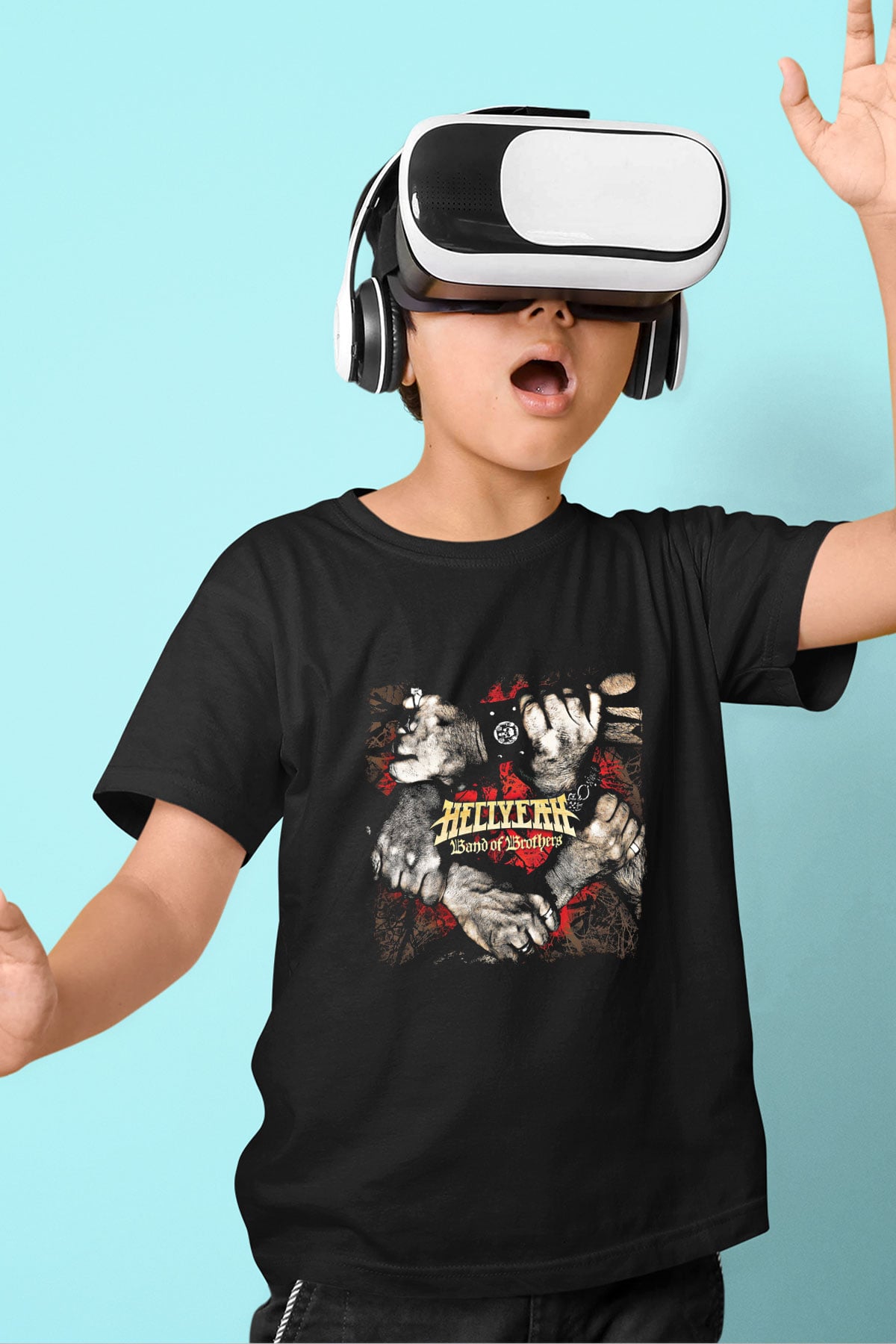 Hellyeah Baskılı Unisex Siyah Çocuk Tişört
