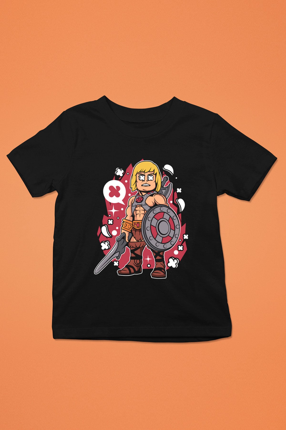 Heman Baskılı Unisex Siyah Çocuk Tişört