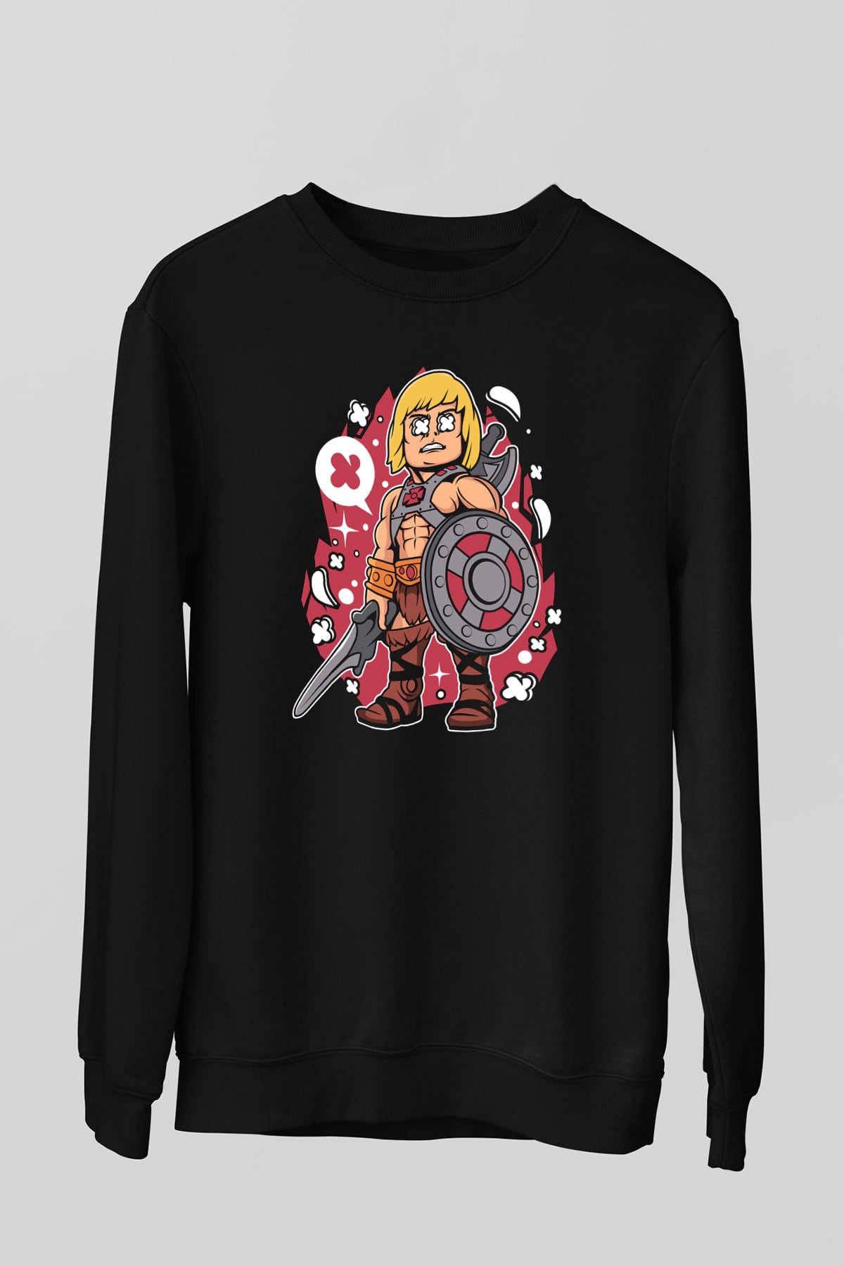 Heman Baskılı Unisex Siyah Sweatshirt