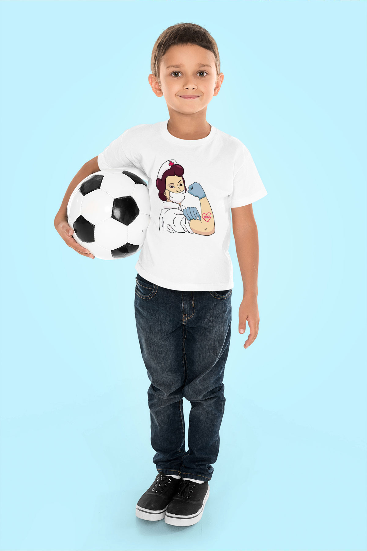 Hemşire Beyaz Unisex Çocuk Tişört